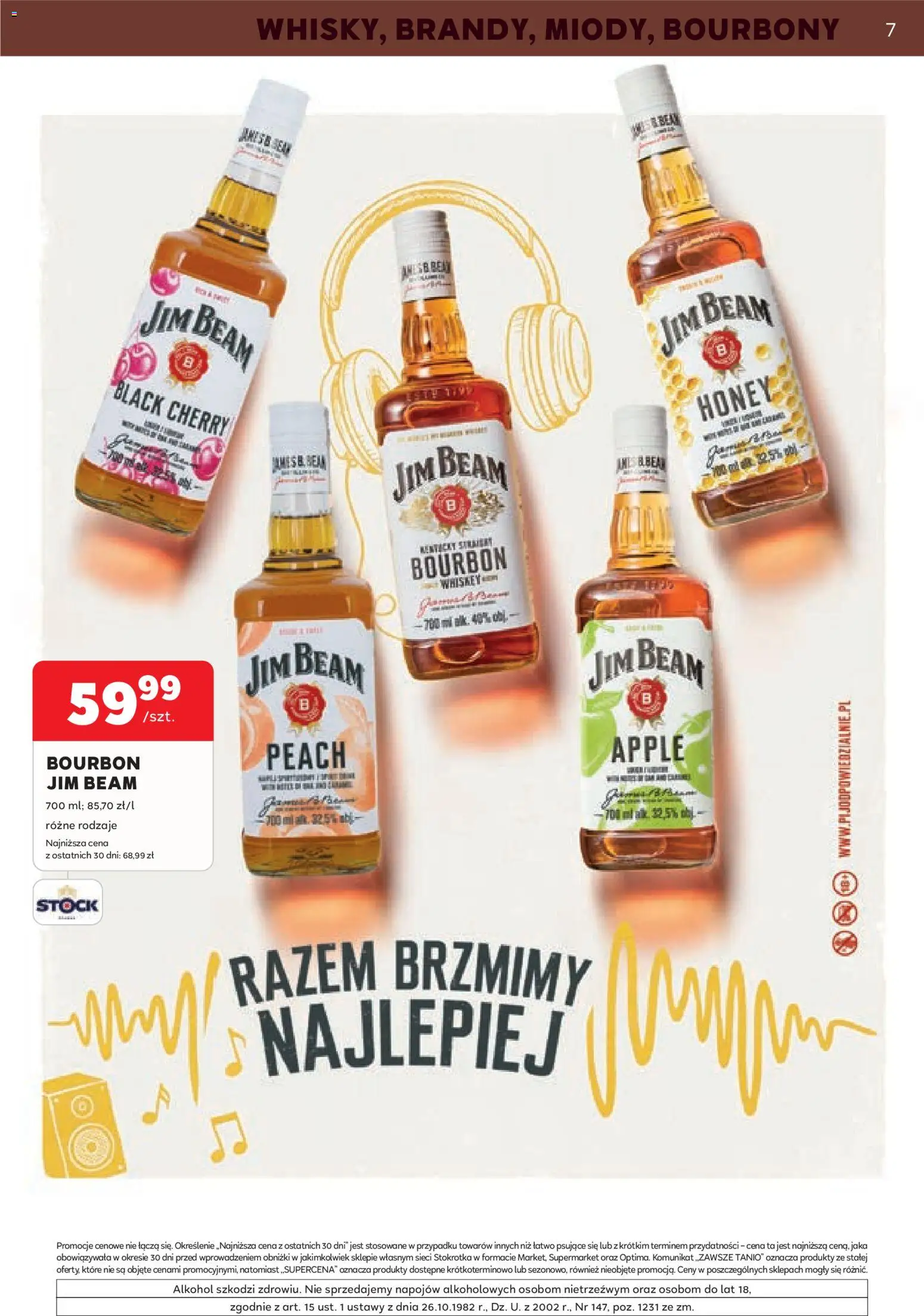 Stokrotka gazetka - Oferta alkoholowa od 06.08.2026 | Strona: 7 | Produkty: Bourbon, Jim Beam, Stokrotka, Alkohol