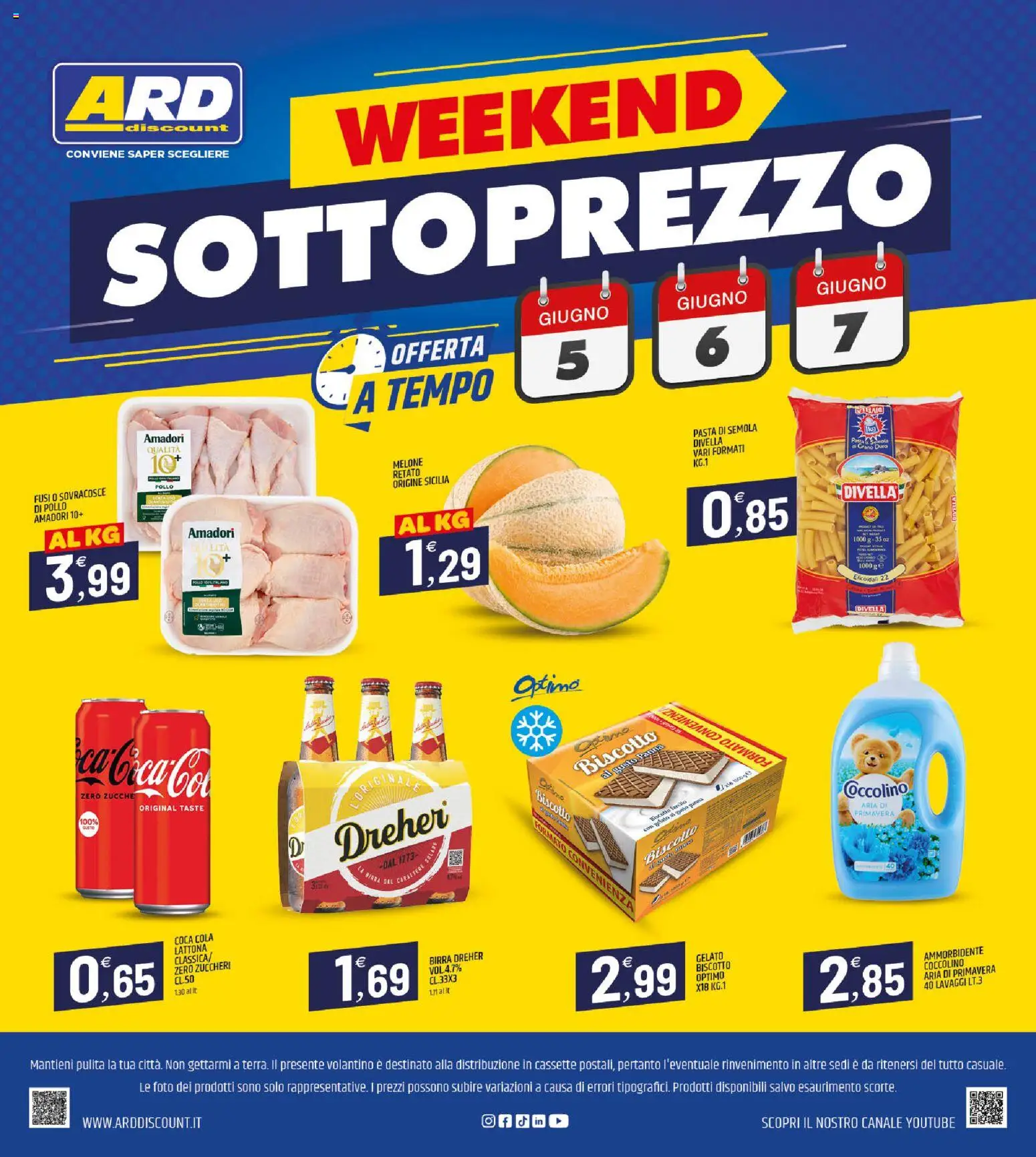 Volantino ARD Discount del 28.05.2026 | Pagina: 20 | Prodotti: Ammorbidente, Panna, Pasta, Coca Cola
