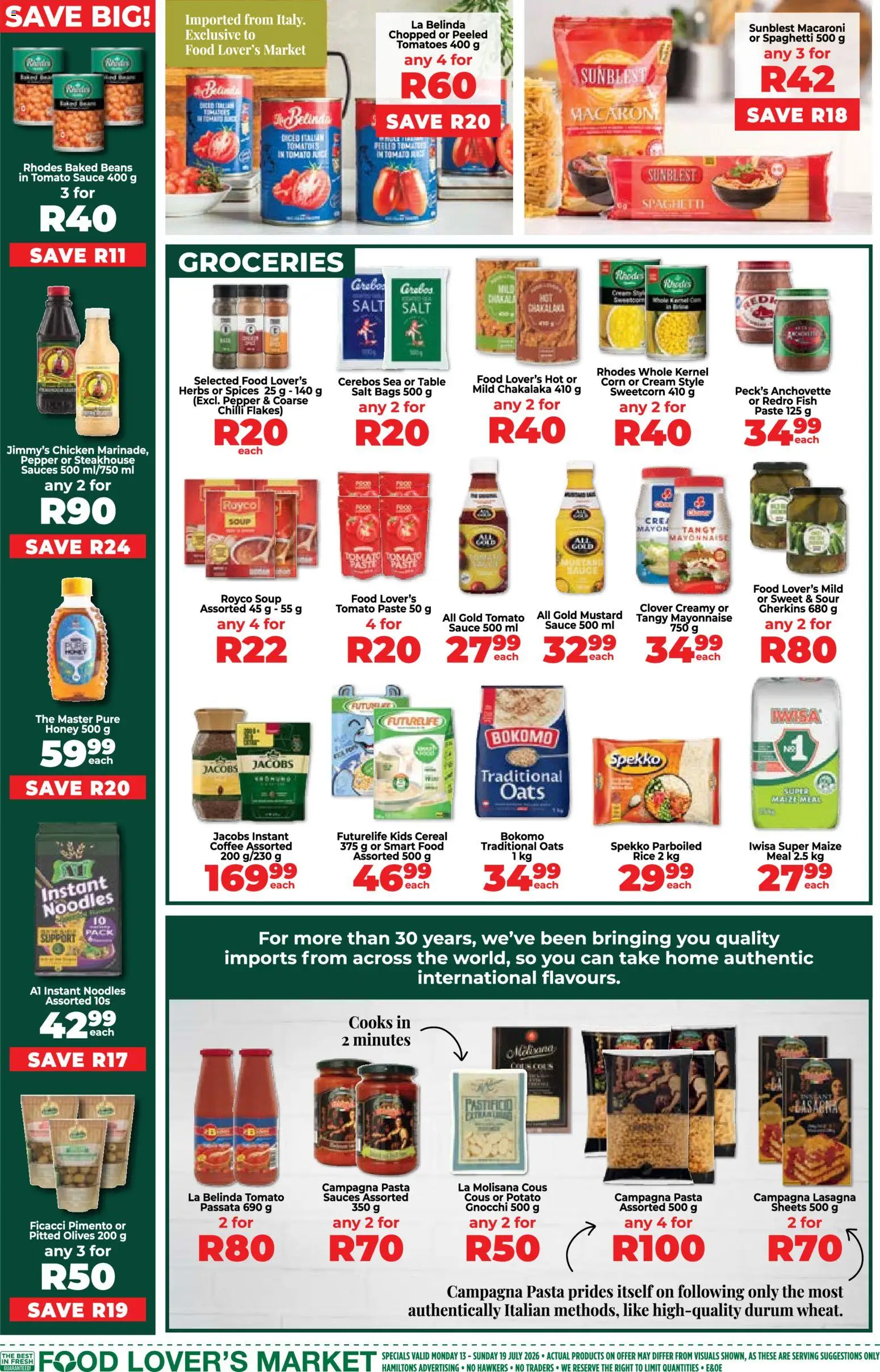 New Food Lover's Market catalogue – valid from 13/07/2026 | Page: 7 | Products: Beans, Tomato sauce, Cream, Herbs