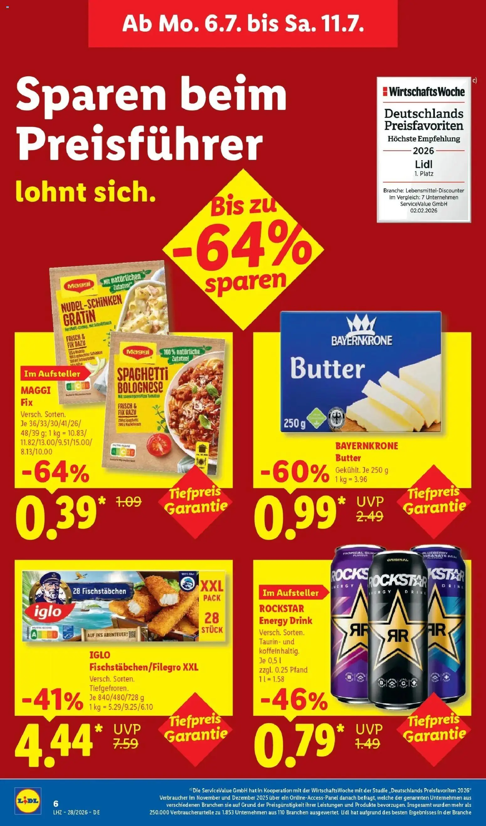 Lidl Prospekt Plettenberg – gültig ab 06.07.2026 | Seite: 12 | Produkte: Maggi, Butter, Iglo, Maggi fix