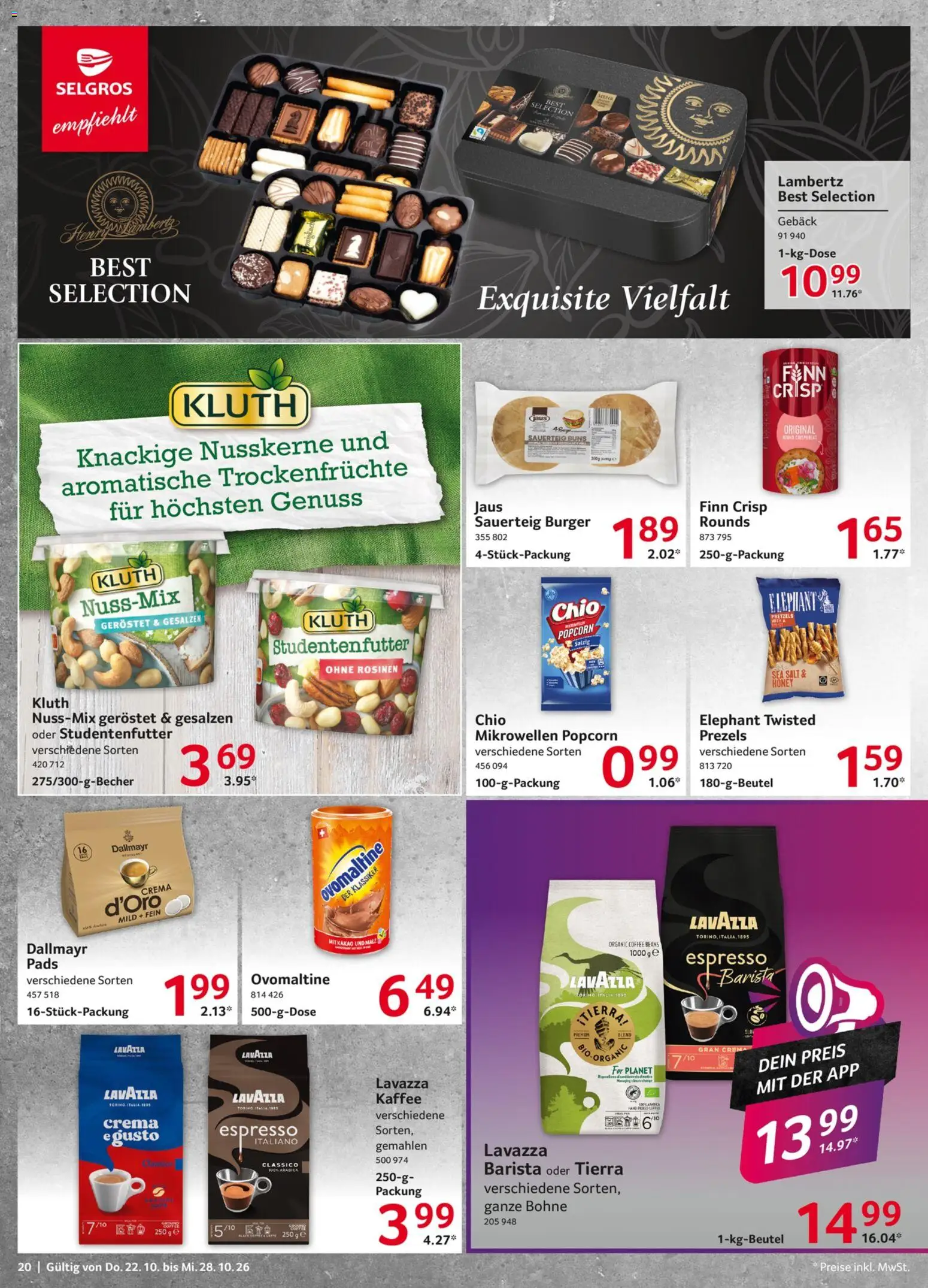 Selgros Prospekt – gültig ab 22.10.2026 | Seite: 20 | Produkte: Ovomaltine, Burger, Rosinen, Trockenfrüchte