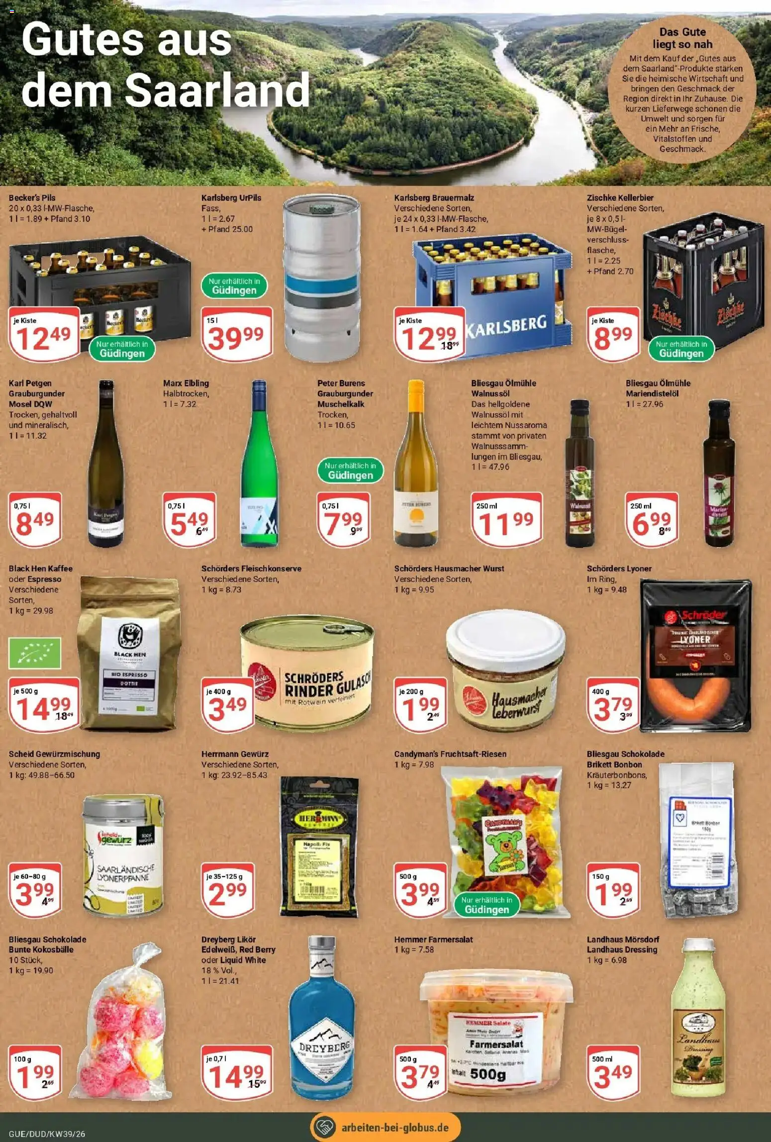 Globus Prospekt Saarbrücken-Dudweiler (ab 21.09.2026) » Angebote online | Seite: 20 | Produkte: Kaffee, Schokolade, Likör, Dressing