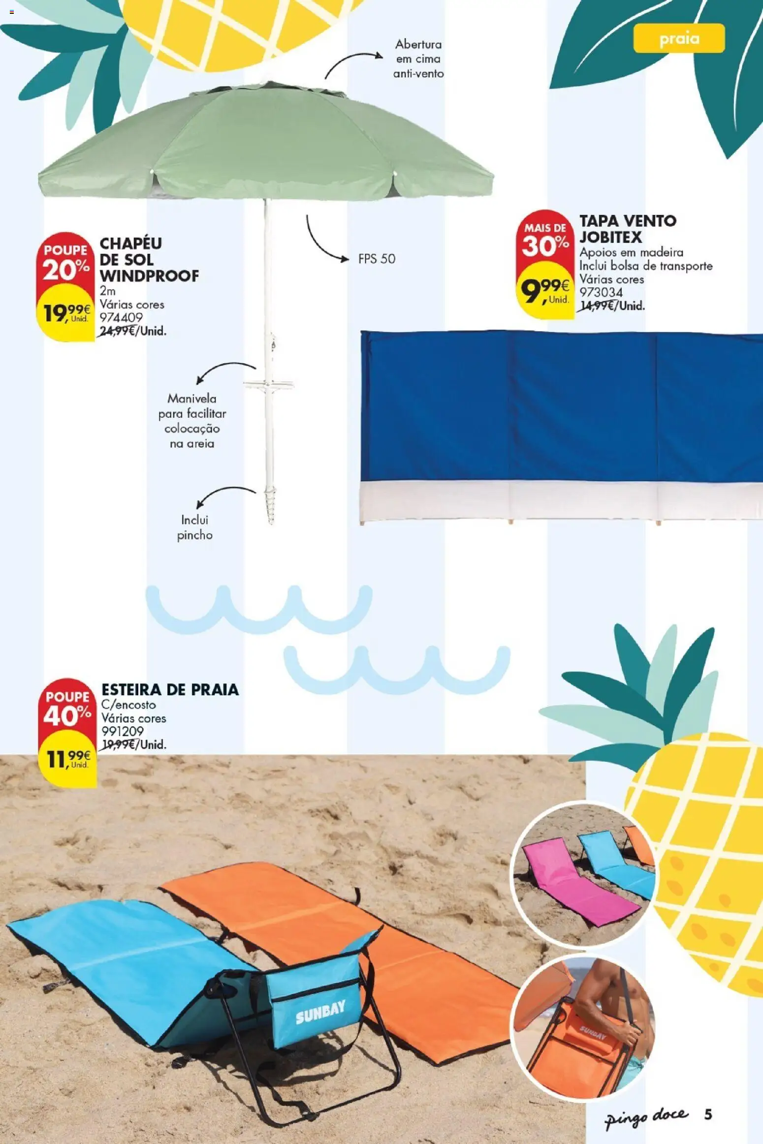 Pingo Doce Bazar Verão 2 │ válido de 30/06/2026 | Página: 5 | Produtos: Chapéu, Bolsa, Areia, Esteira