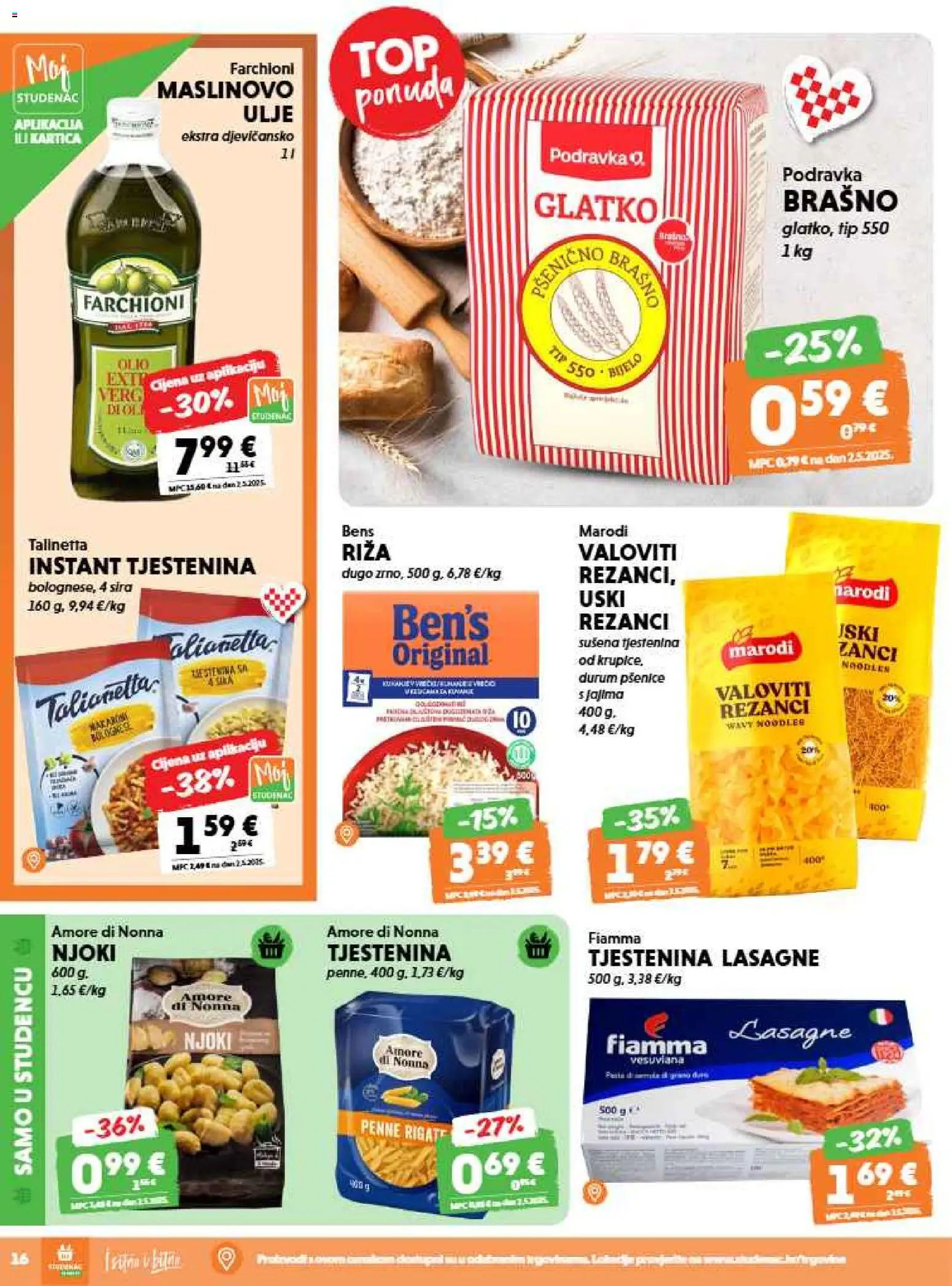 Studenac katalog | vrijedi od 15.07.2026 | Stranica: 16 | Proizvodi: Podravka, Riža, Rezanci, Brašno