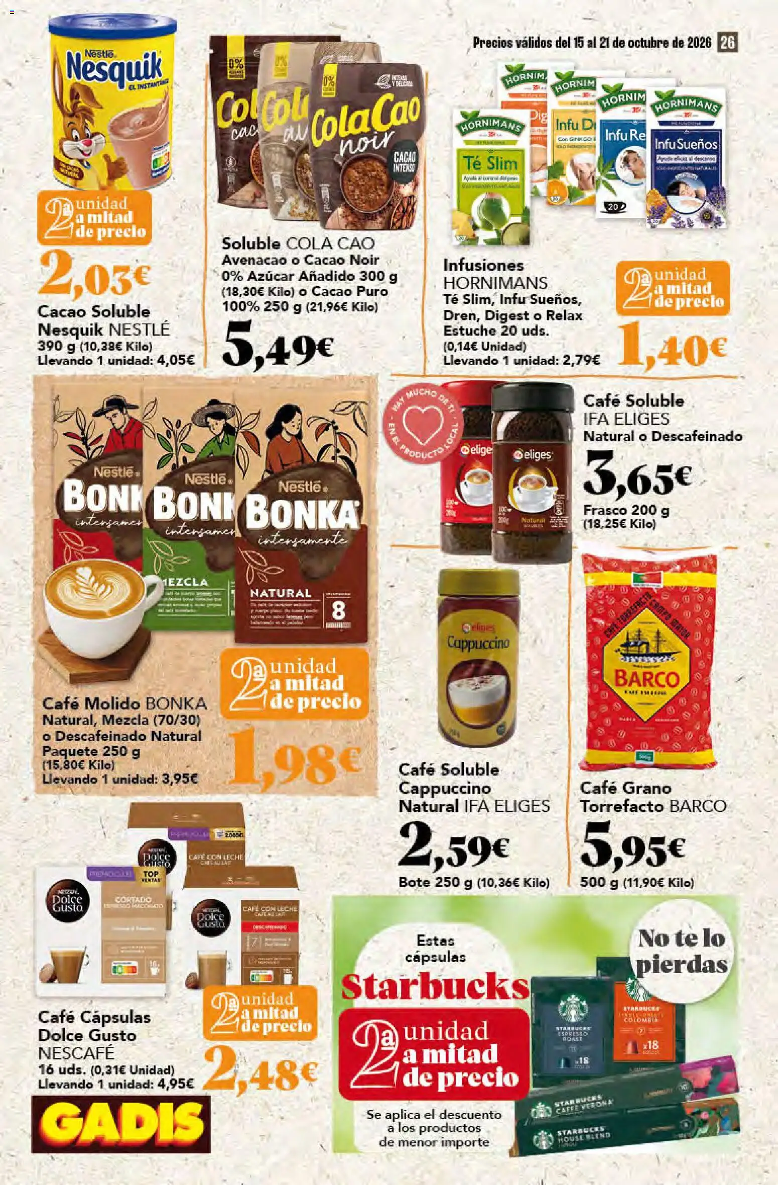 Gadis - folleto │ válido desde el 15/10/2026 | Página: 26 | Productos: Té, Azúcar, Cacao soluble, Cacao
