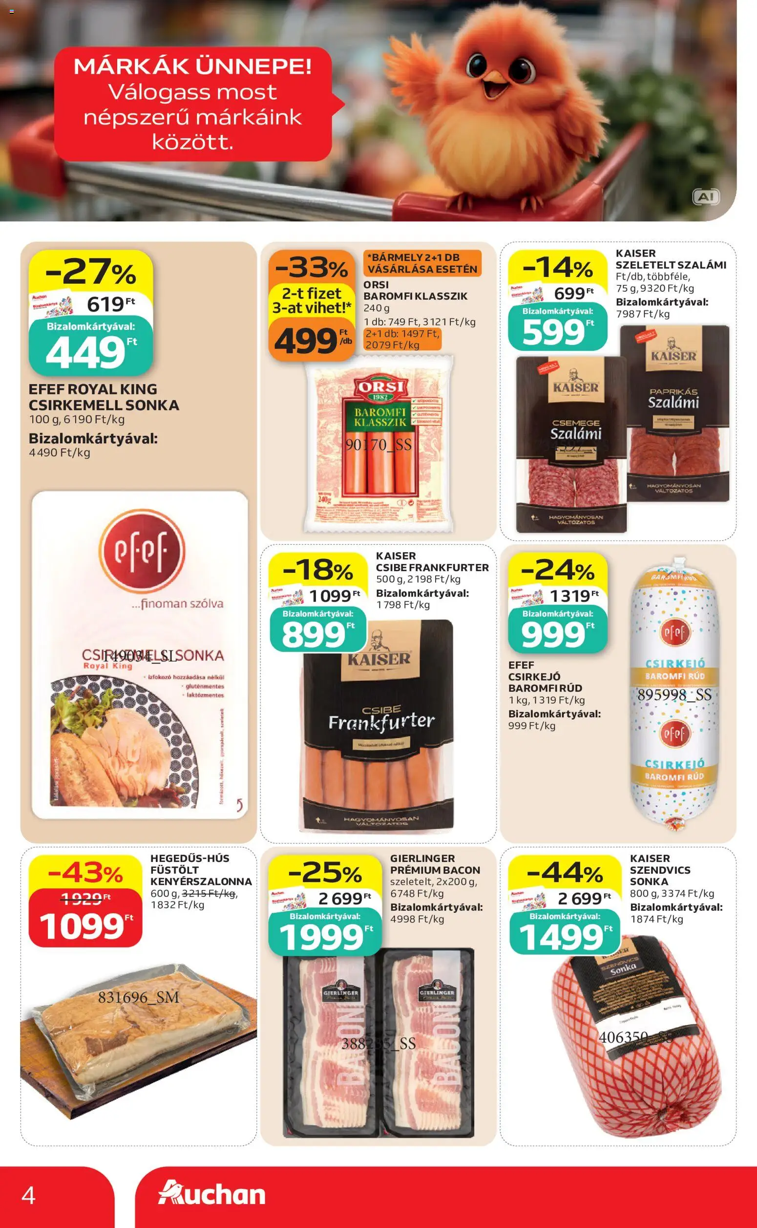 Auchan akciós ujság - amely érvényes a következő dátumtól: 2026.09.10. | Oldal: 4 | Termékek: Szendvics, Laktózmentes, Sonka, Csirkemell sonka