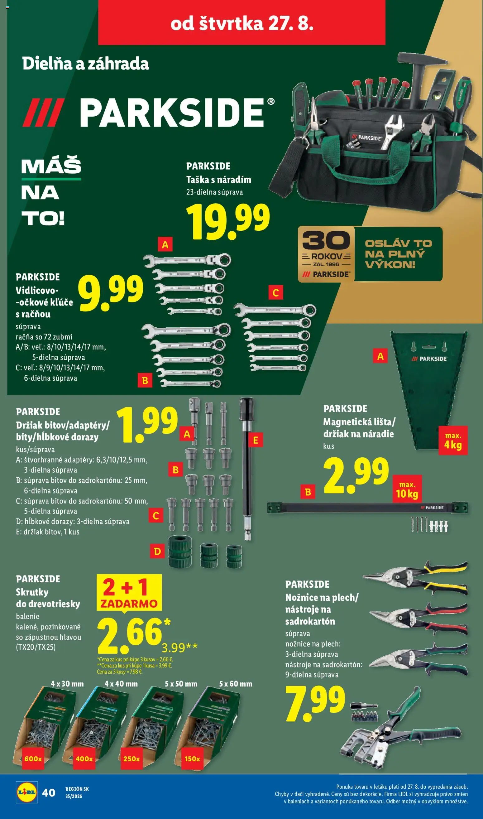 Nové Lidl akcie – leták je platný od 24.08.2026 | Strana: 80 | Produkty: Náradie, Parkside