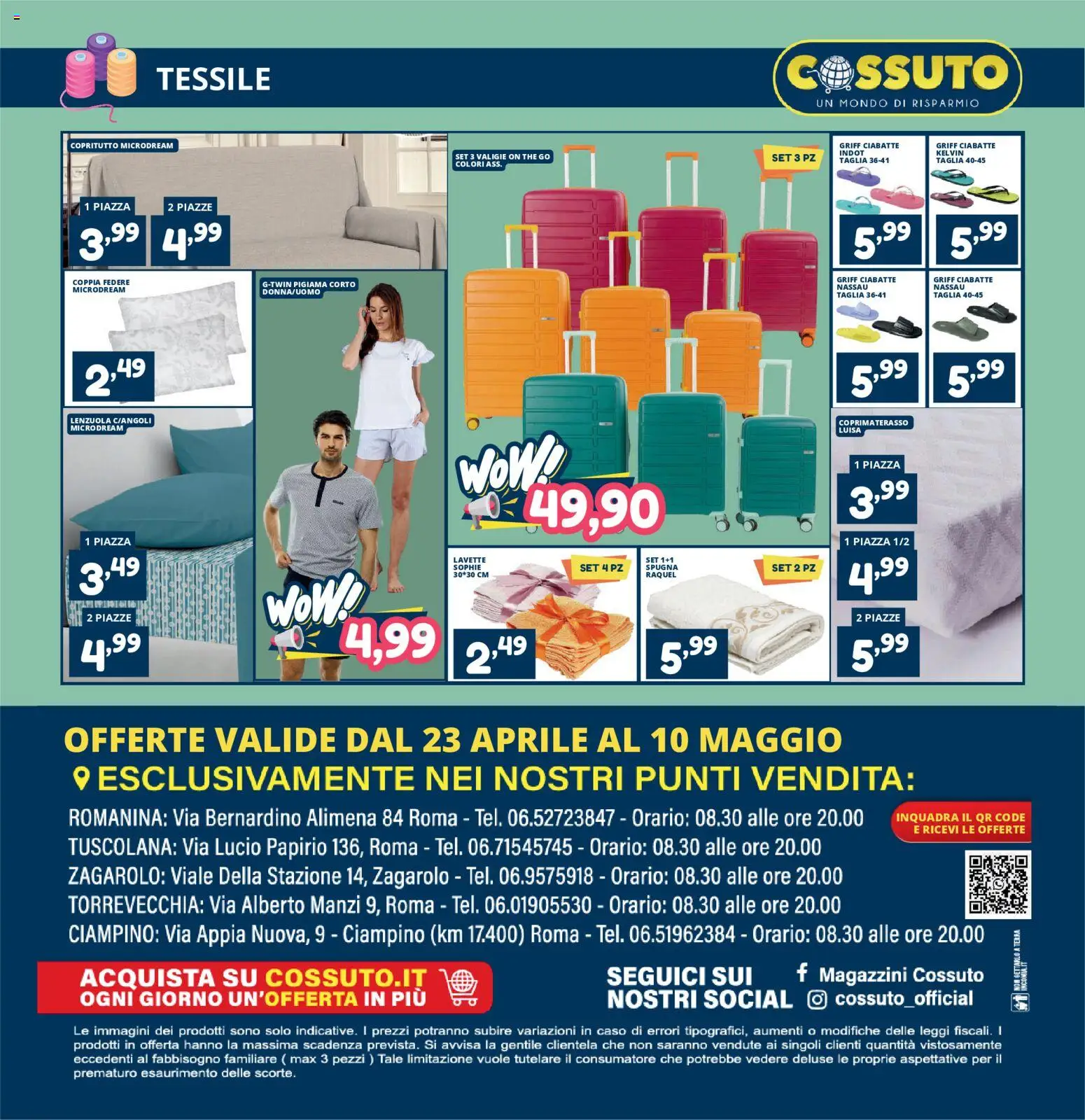 Volantino Cossuto del 23.04.2026 | Pagina: 12 | Prodotti: Spugna, Pigiama, Lenzuola, Coprimaterasso