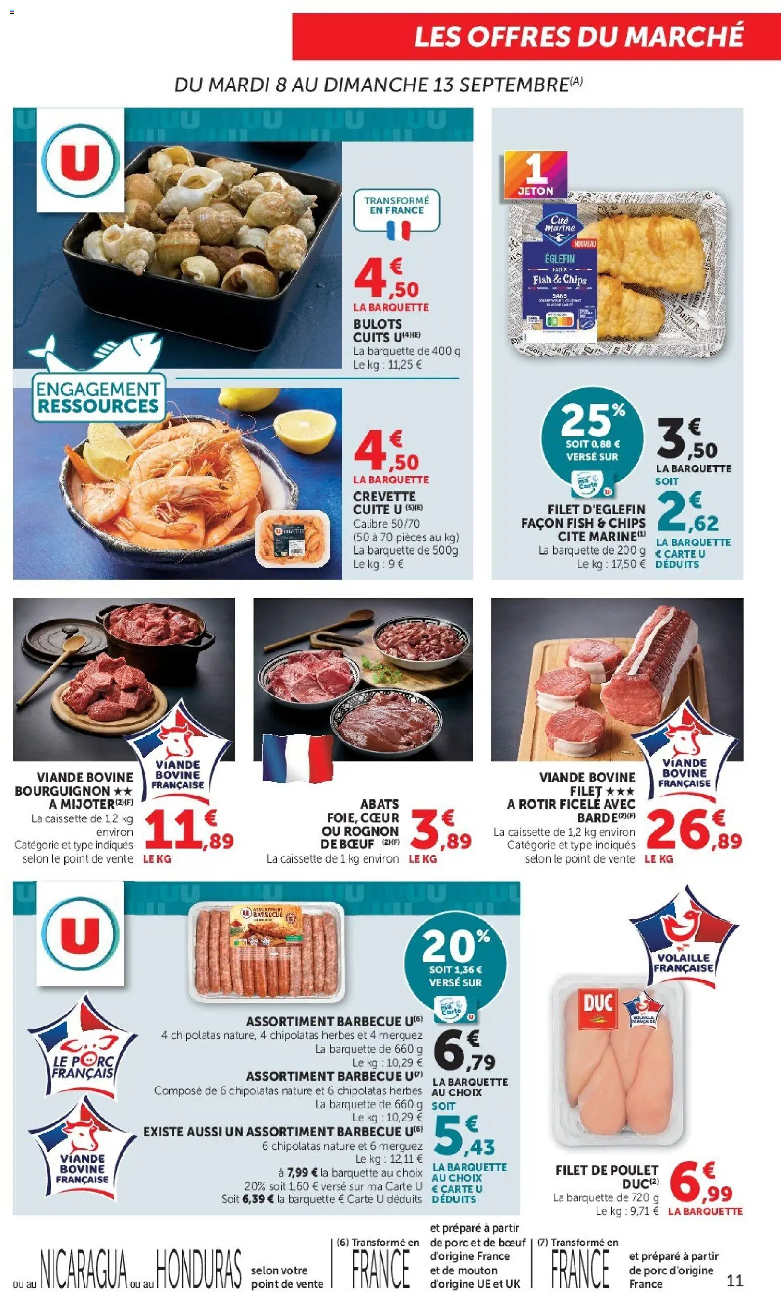 {H1} | Page: 11 | Produits: Crevette cuite, Volaille, Poulet, Chips