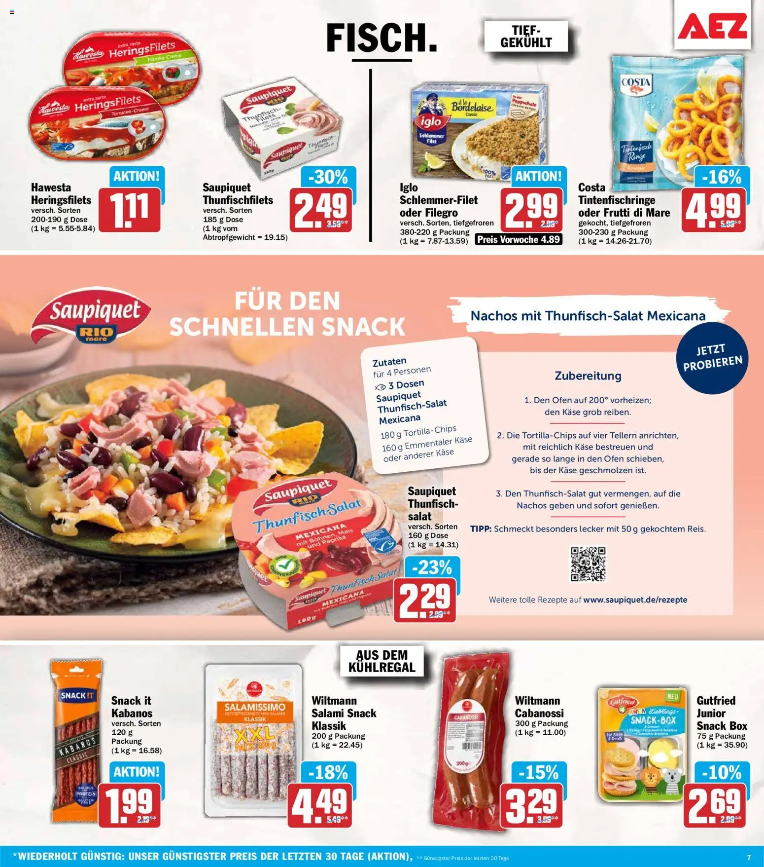 AEZ Prospekt – gültig ab 20.07.2026 | Seite: 7 | Produkte: Thunfisch, Box, Salat, Iglo schlemmerfilet