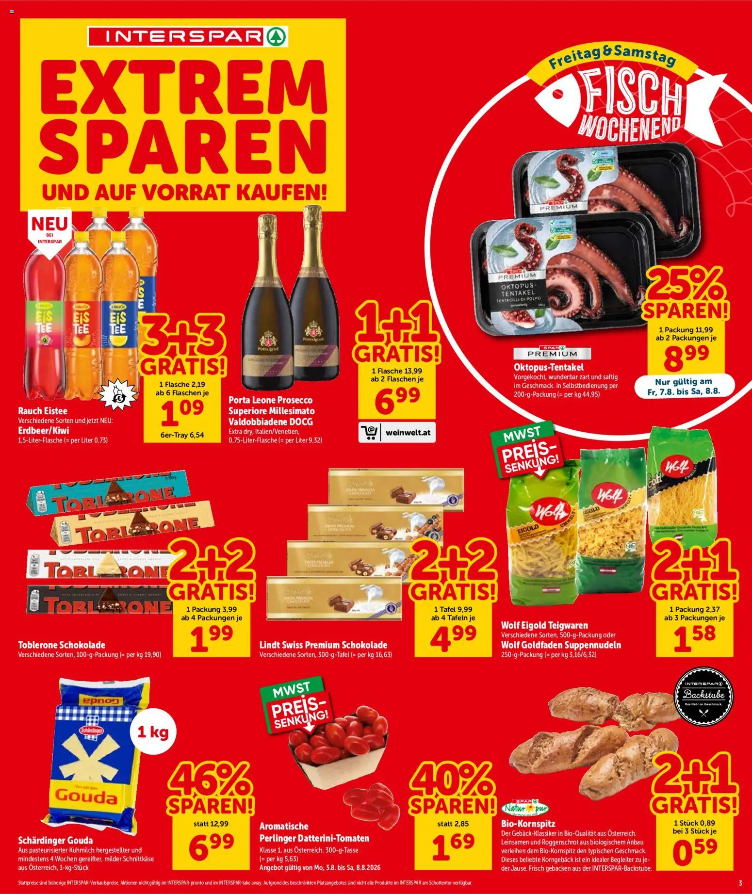Interspar - Broschüre gültig ab 07.08.2026 | Seite: 3 | Produkte: Schokolade, Fisch