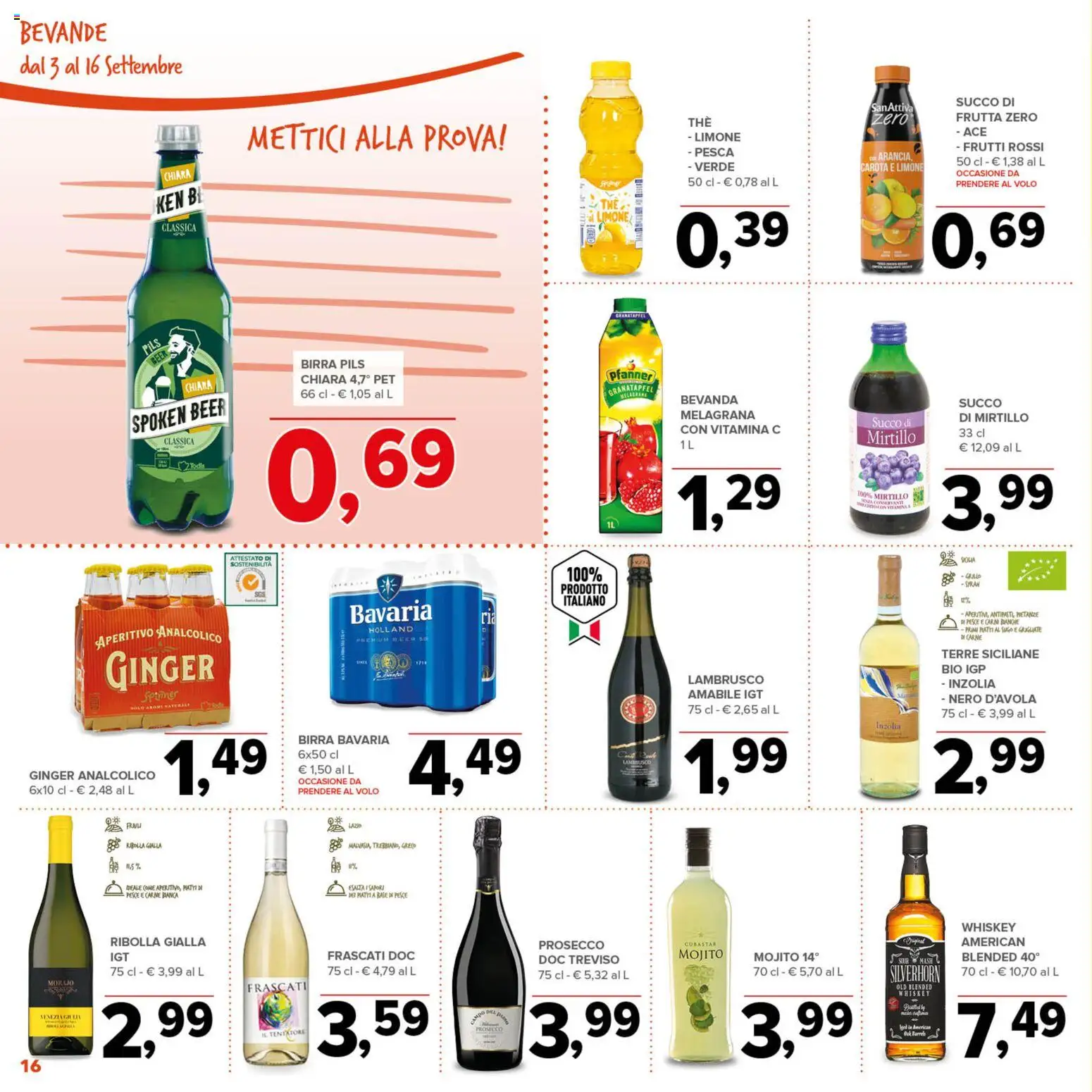 Volantino Todis del 03/09/2026 | Pagina: 16 | Prodotti: Birra, Prosecco, Lambrusco, Aperitivo