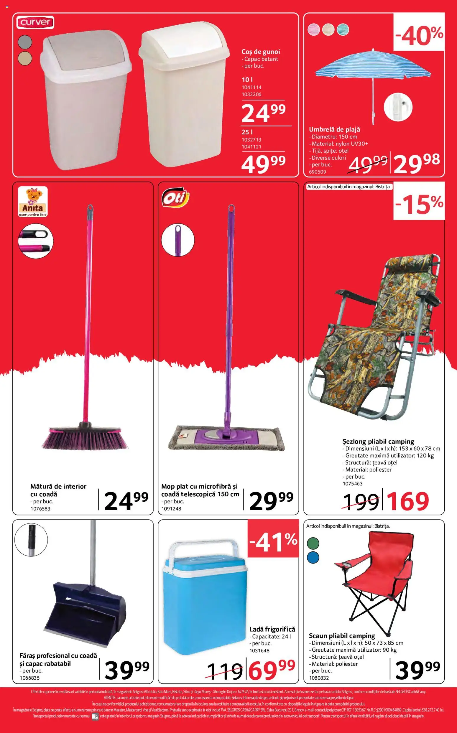 Noul catalog Selgros – valabil de la 15.05.2026 | Pagină: 22 | Produse: Mătură, Șezlong, Coș, Țeavă