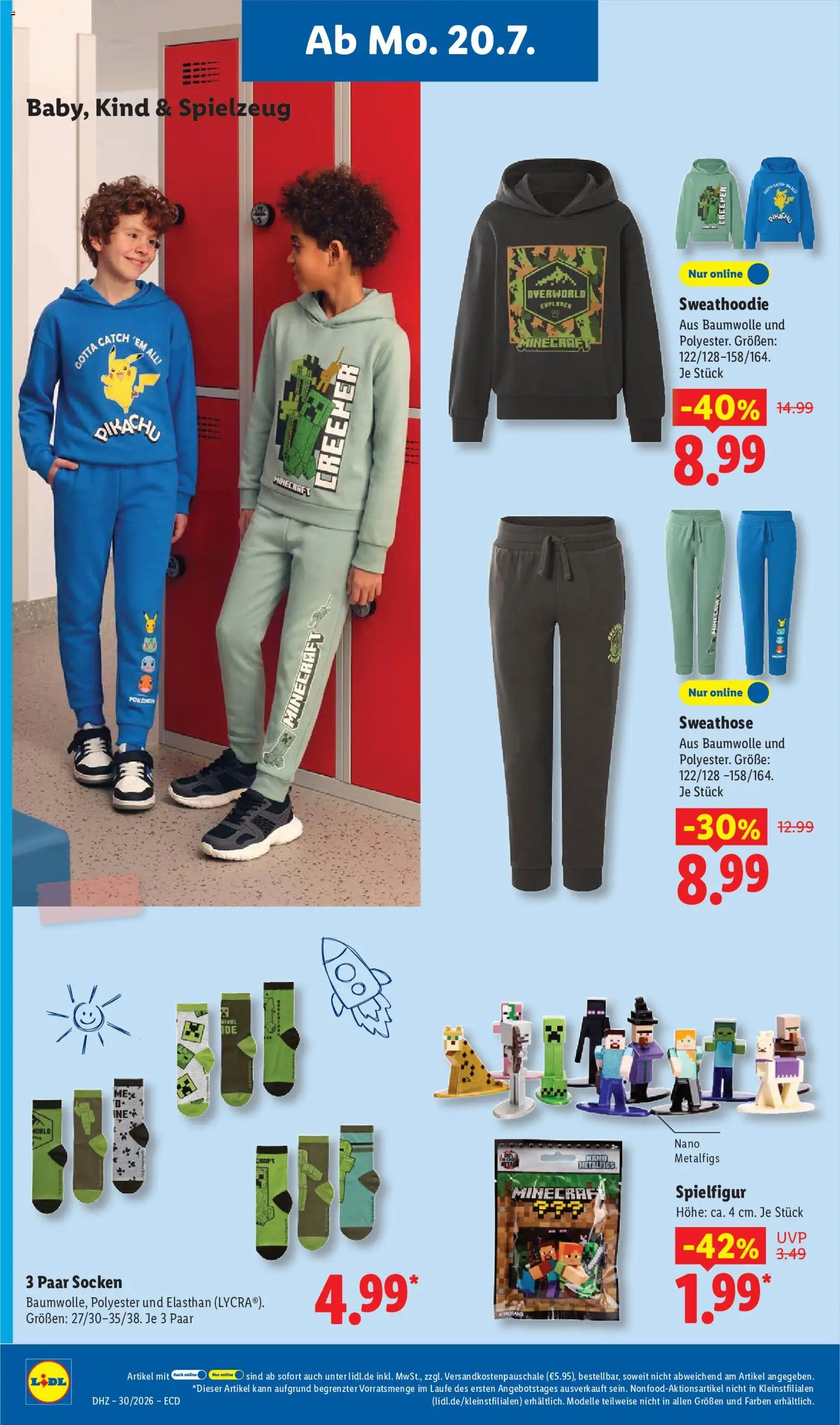 Lidl Prospekt – gültig ab 20.07.2026 | Seite: 34 | Produkte: Sweathose, Hoodie, Socken