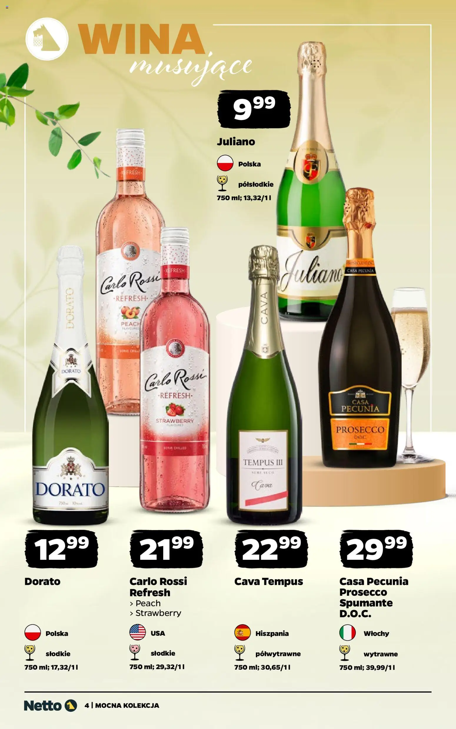 Netto gazetka - Wina od 11.05.2026 | Strona: 4 | Produkty: Prosecco, Carlo Rossi