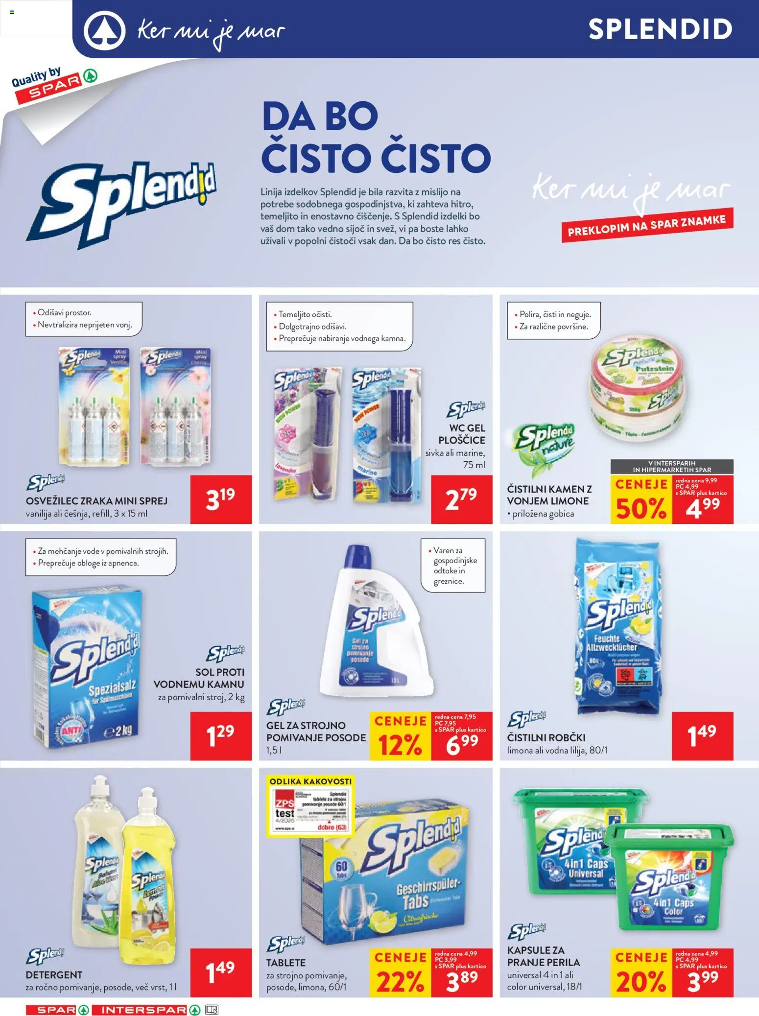 Novi Spar katalog ponudbe – veljaven od 02.09.2026 | Stran: 40 | Izdelki: Robčki, Gobica, Detergent, Limona