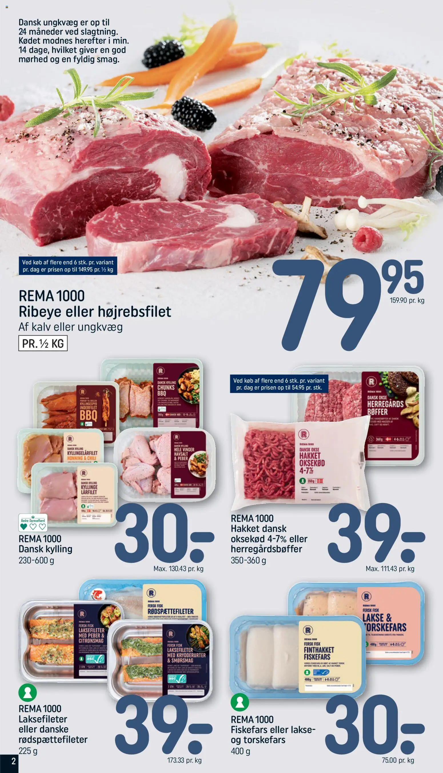 Rema 1000 tilbudsavis – gyldig fra 10.05.2026 | Side: 2 | Produkter: Fisk, Bøffer, Oksekød, Honning