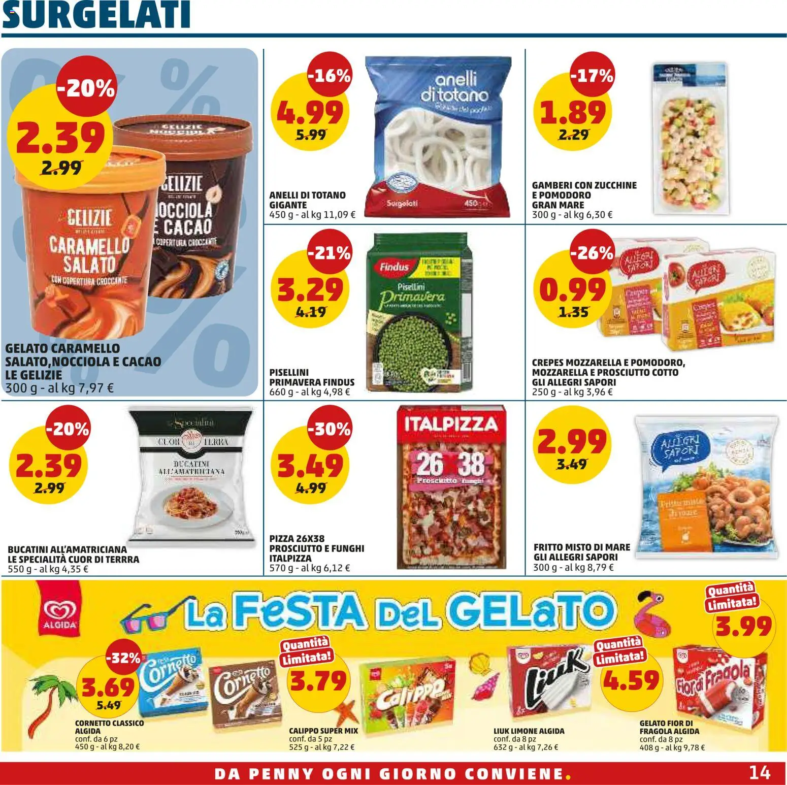 Volantino PENNY del 16/07/2026 | Pagina: 14 | Prodotti: Gamberi, Pomodoro, Prosciutto, Totano