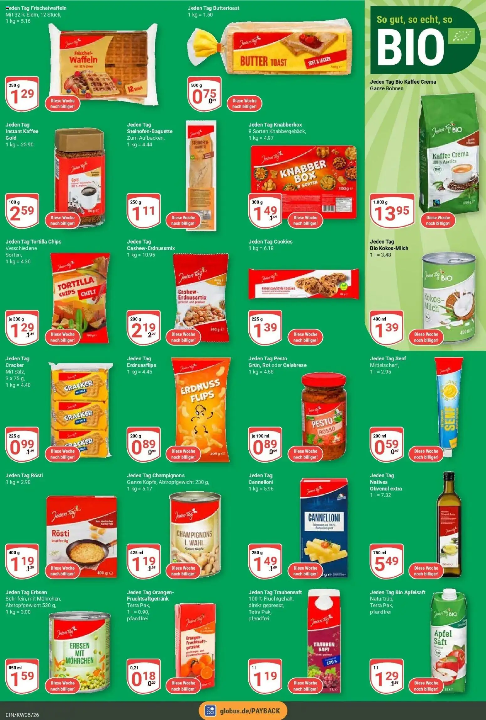 Globus Prospekt Homburg-Einöd (ab 24.08.2026) » Angebote online | Seite: 8 | Produkte: Olivenol, Waffeln, Champignons, Fruchtsaft