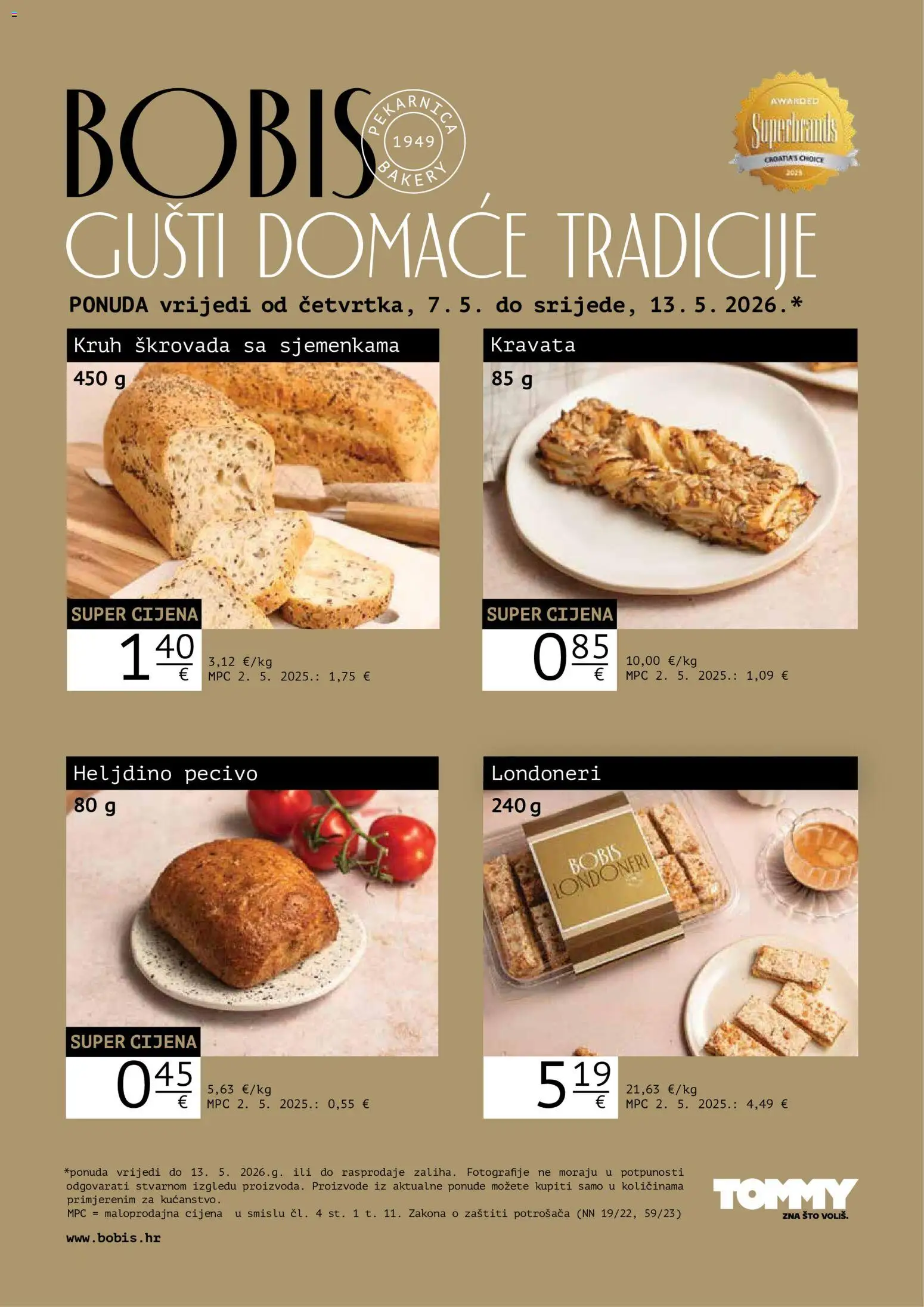 Tommy katalog | vrijedi od 07.05.2026 | Stranica: 1 | Proizvodi: Kruh, Pecivo