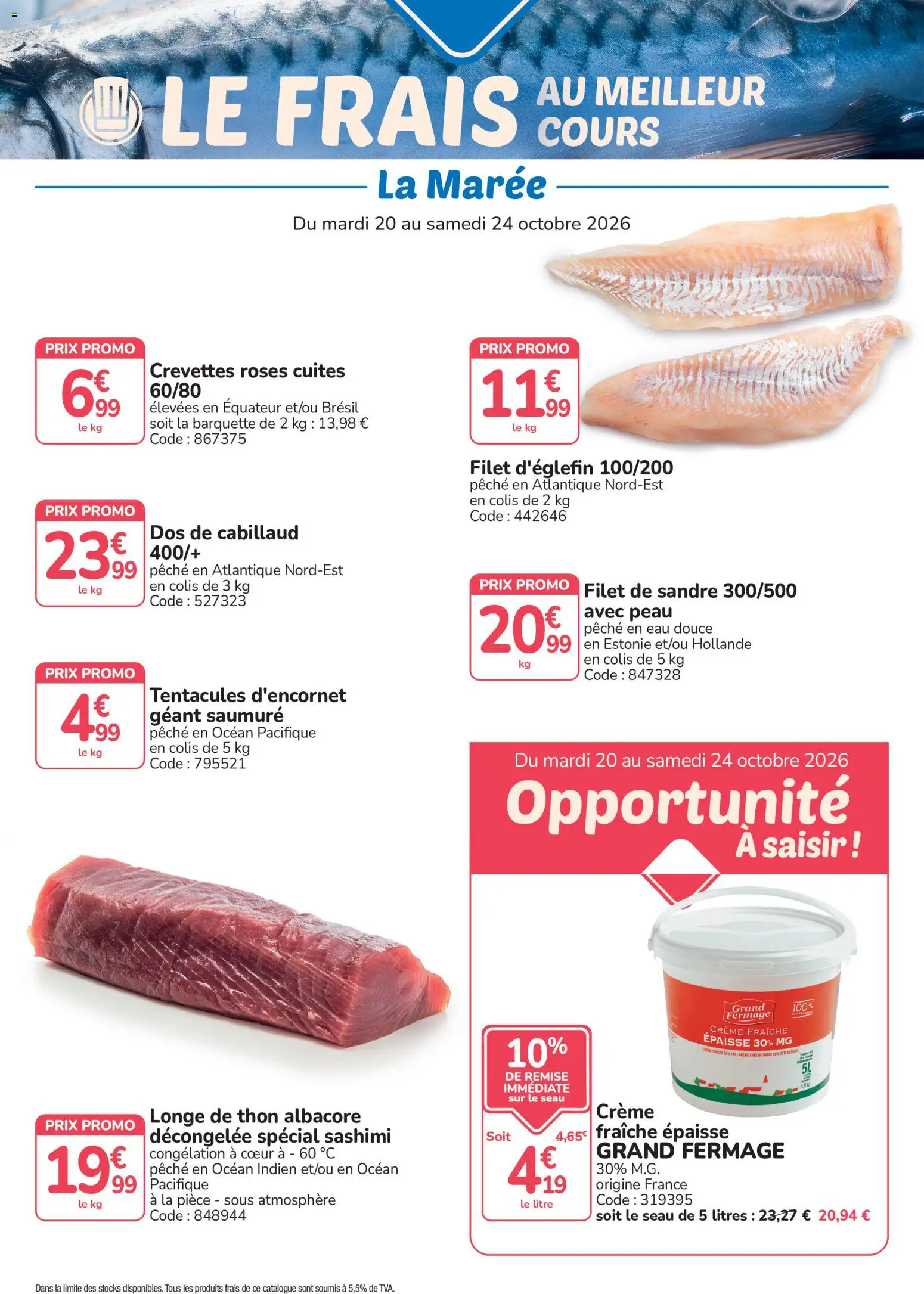 {H1} | Page: 2 | Produits: Pêche, Crevettes, Thon, Crème fraiche