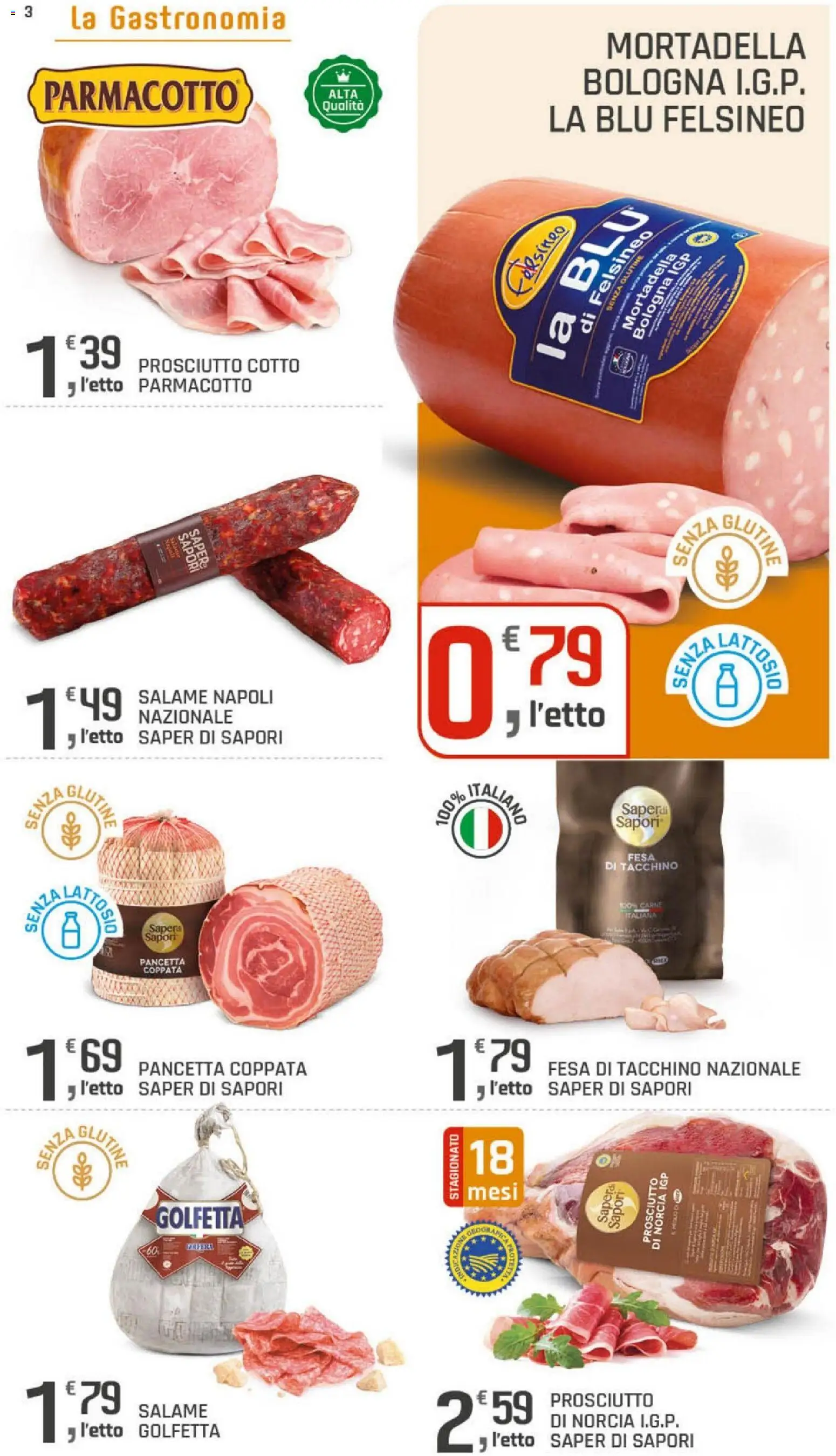 Volantino DOK del 06/08/2026 | Pagina: 3 | Prodotti: Prosciutto Cotto, Pancetta, Tacchino, Prosciutto