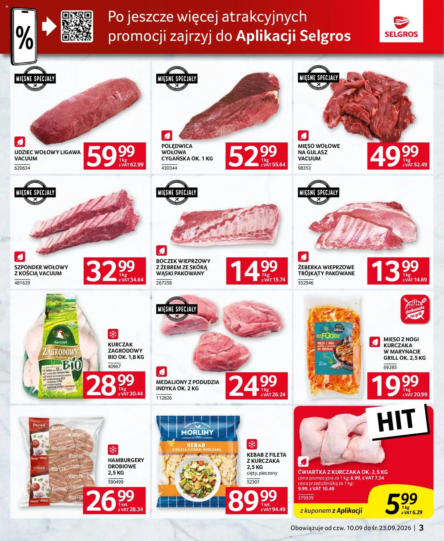 Selgros cash&carry gazetka - Oferta dla gastronomii od 10.09.2026 | Strona: 3 | Produkty: Udziec wołowy, Grill, Hamburgery, Ćwiartka z kurczaka