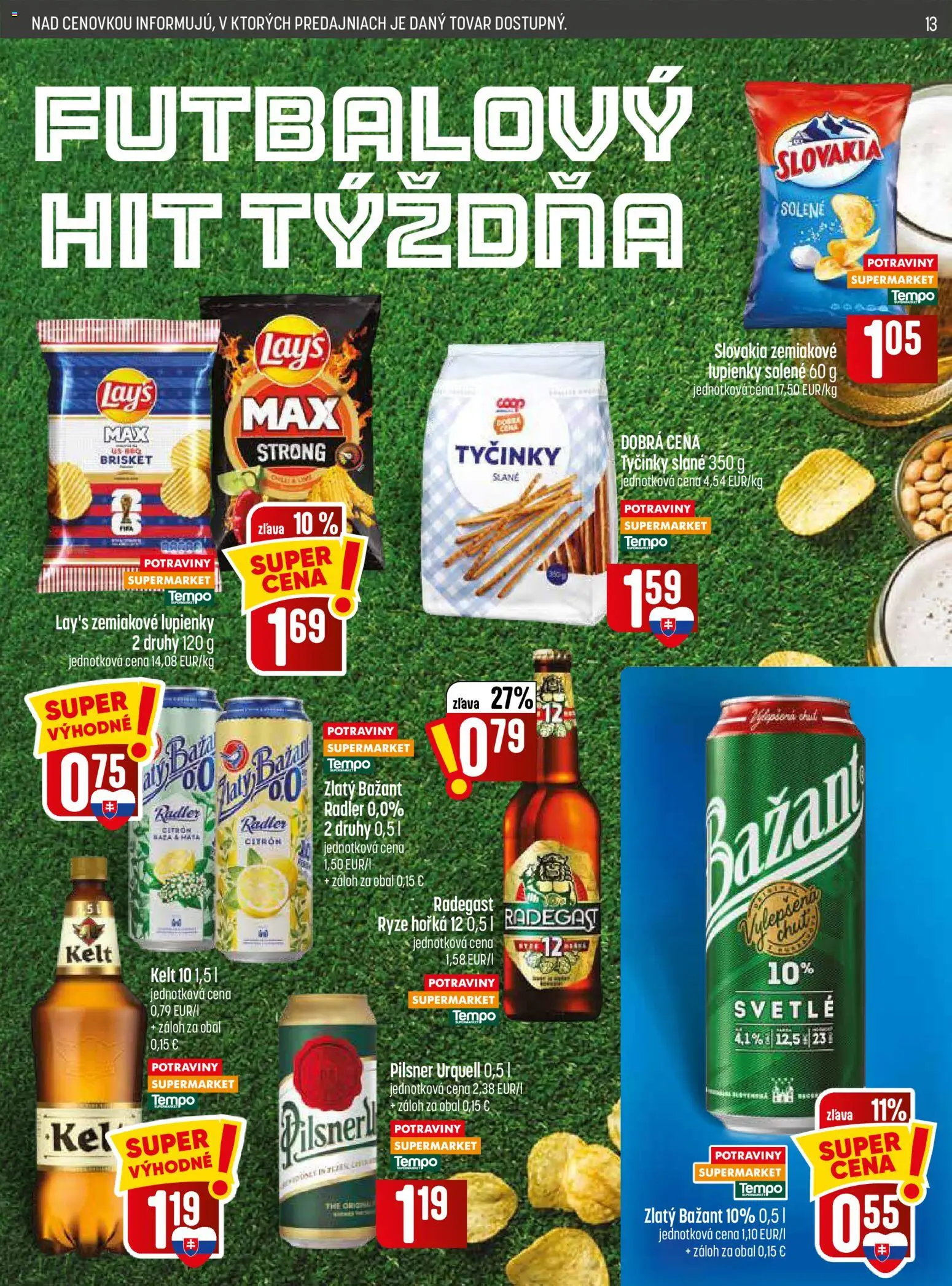 Nové COOP Jednota akcie – leták je platný od 09.07.2026 | Strana: 13 | Produkty: Pilsner Urquell, Kelt, Radegast, Radler