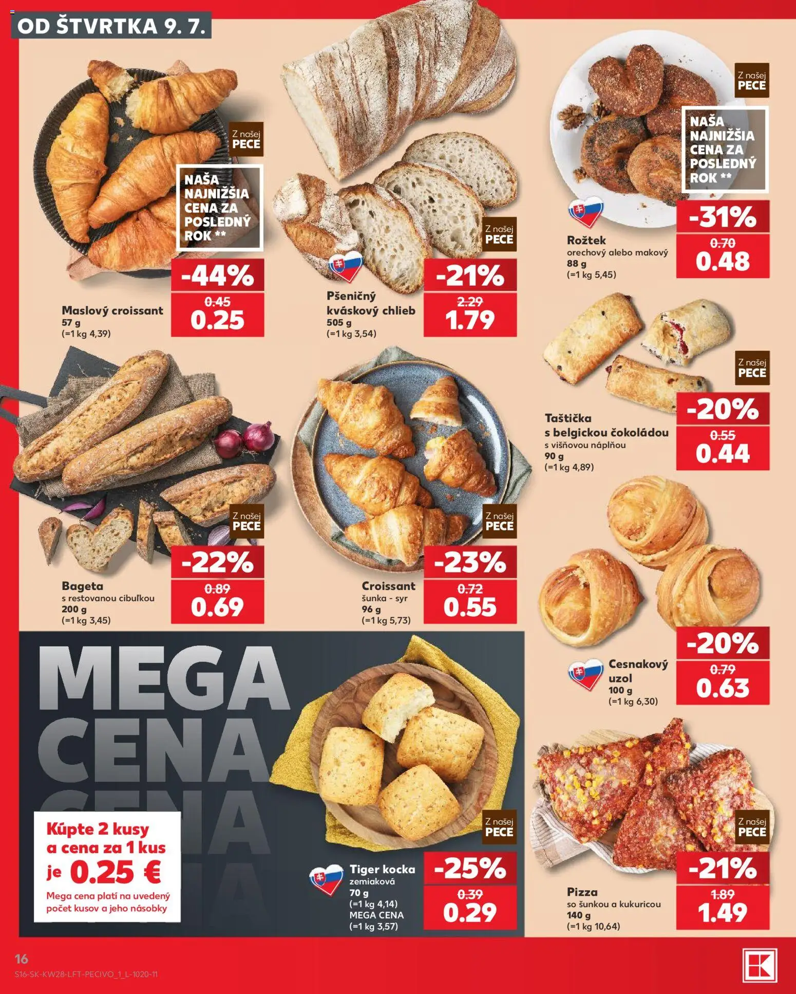 Nové Kaufland akcie – leták je platný od 09.07.2026 | Strana: 16 | Produkty: Syr, Chlieb, Šunka, Pizza