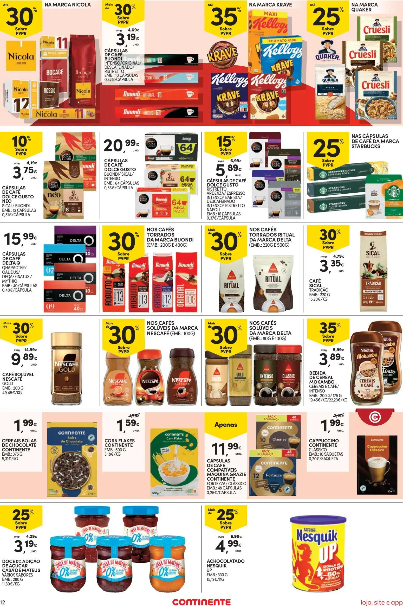 Continente Semanal Continente Bom Dia │ válido de 18/08/2026 | Página: 12 | Produtos: Café solúvel, Dolce gusto, Cereais, Bebida