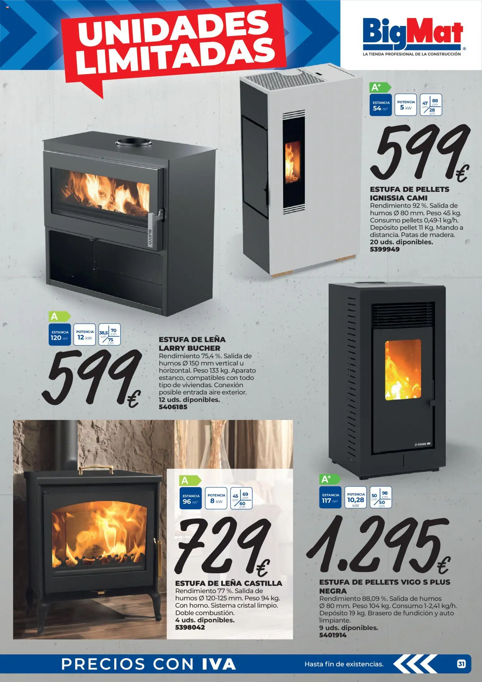 BigMat Calefacción │ válido desde el 05/10/2026 | Página: 31 | Productos: Estufa de leña, Peso, Leña