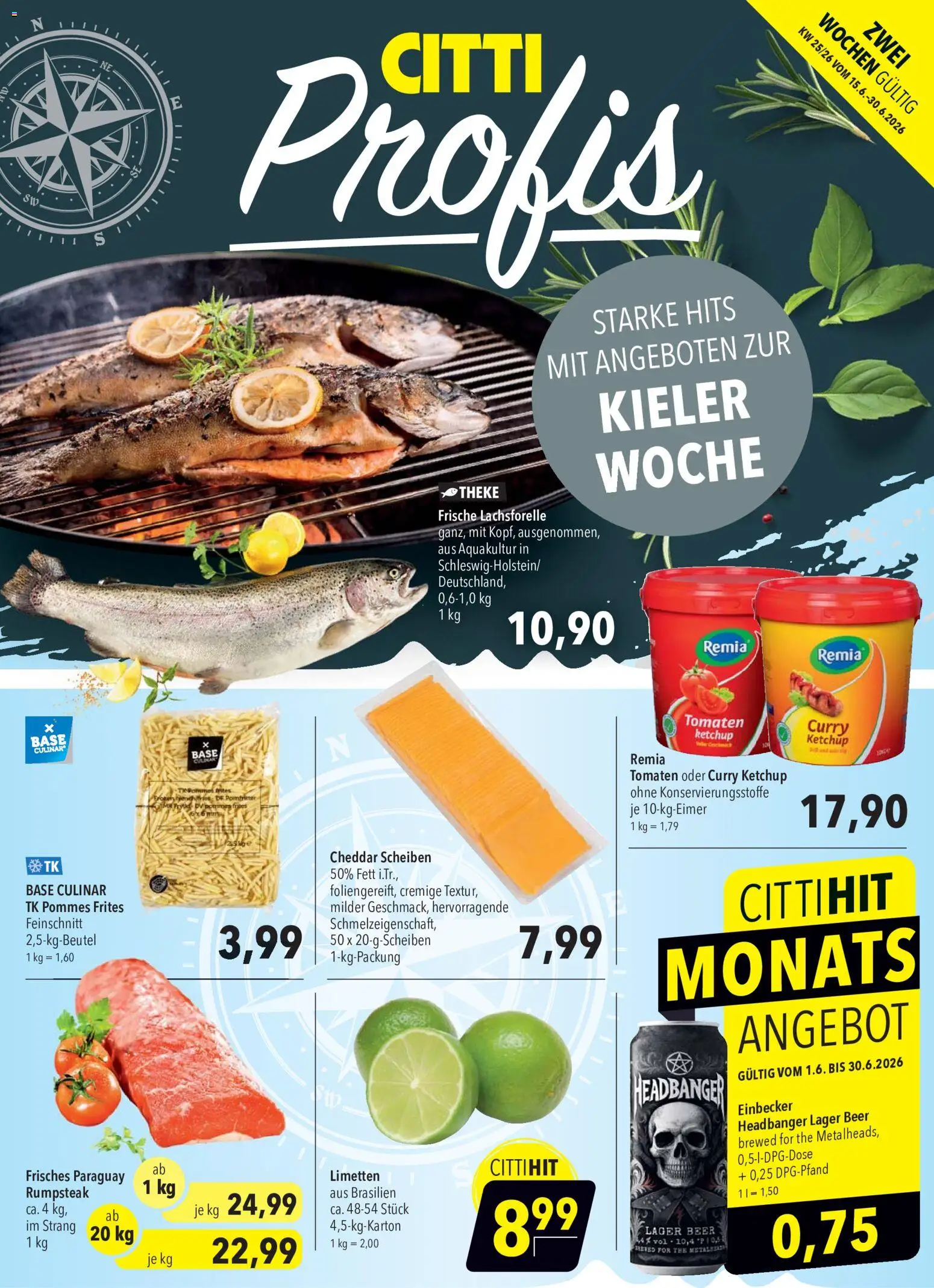CITTI Markt Aktuelle Angebote für Profis – gültig ab 15.06.2026 | Seite: 1 | Produkte: Rumpsteak, Limetten, Pommes frites, Ketchup