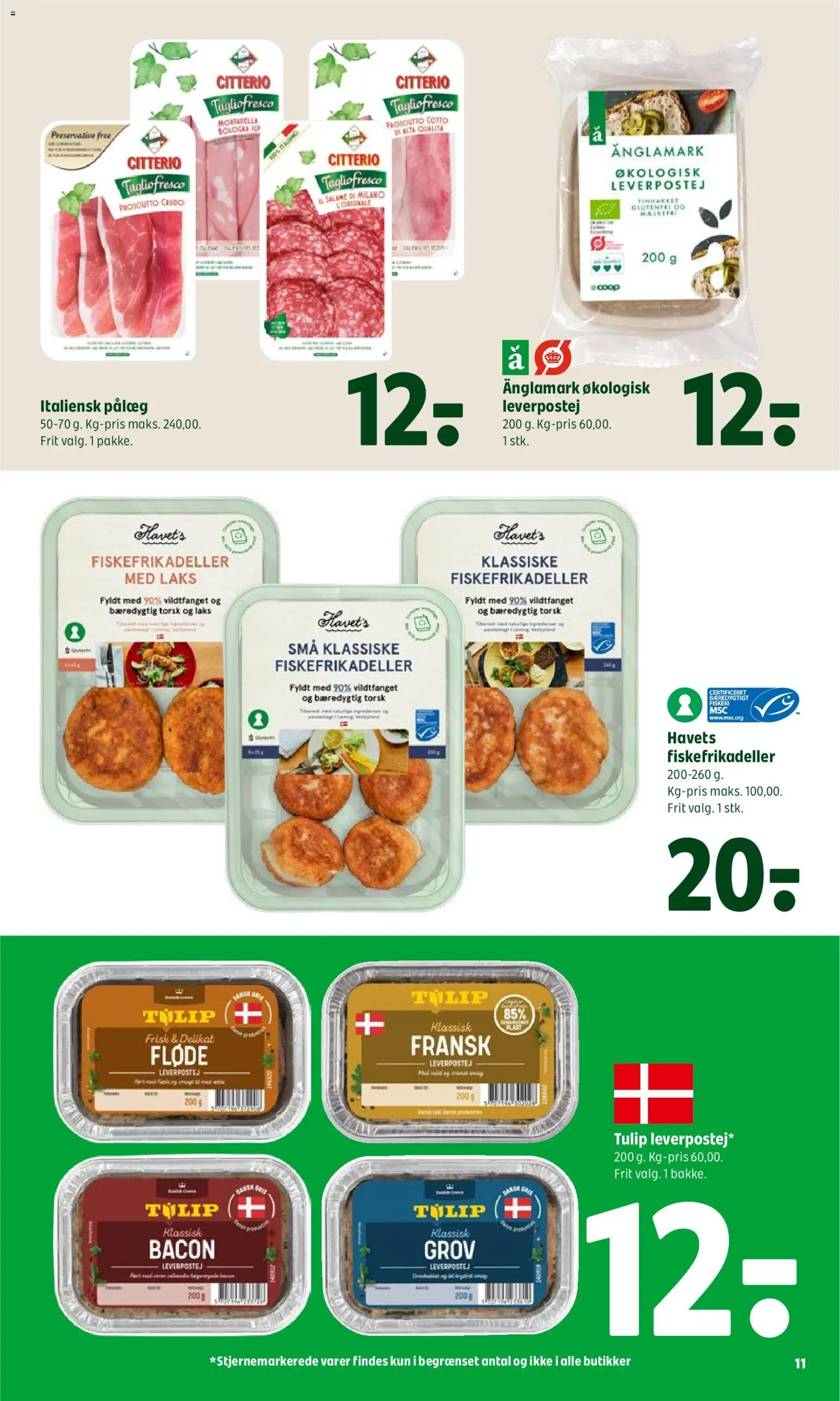 Coop 365 tilbudsavis – gyldig fra 06/08/2026 | Side: 13 | Produkter: Pålæg, Leverpostej, Fiskefrikadeller, Torsk