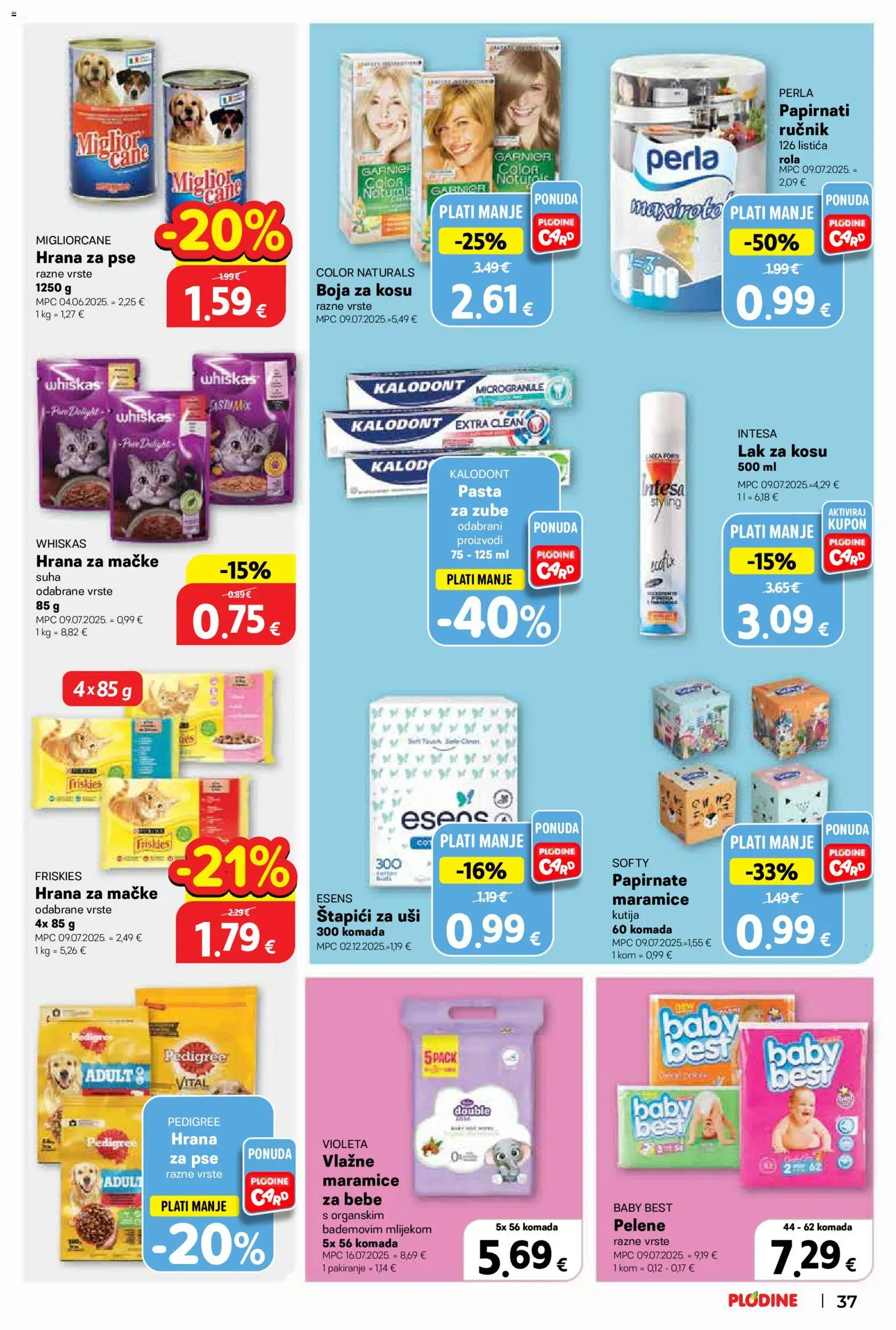 Plodine katalog | vrijedi od 13.05.2026 | Stranica: 37 | Proizvodi: Pelene, Kutija, Boja za kosu, Violeta