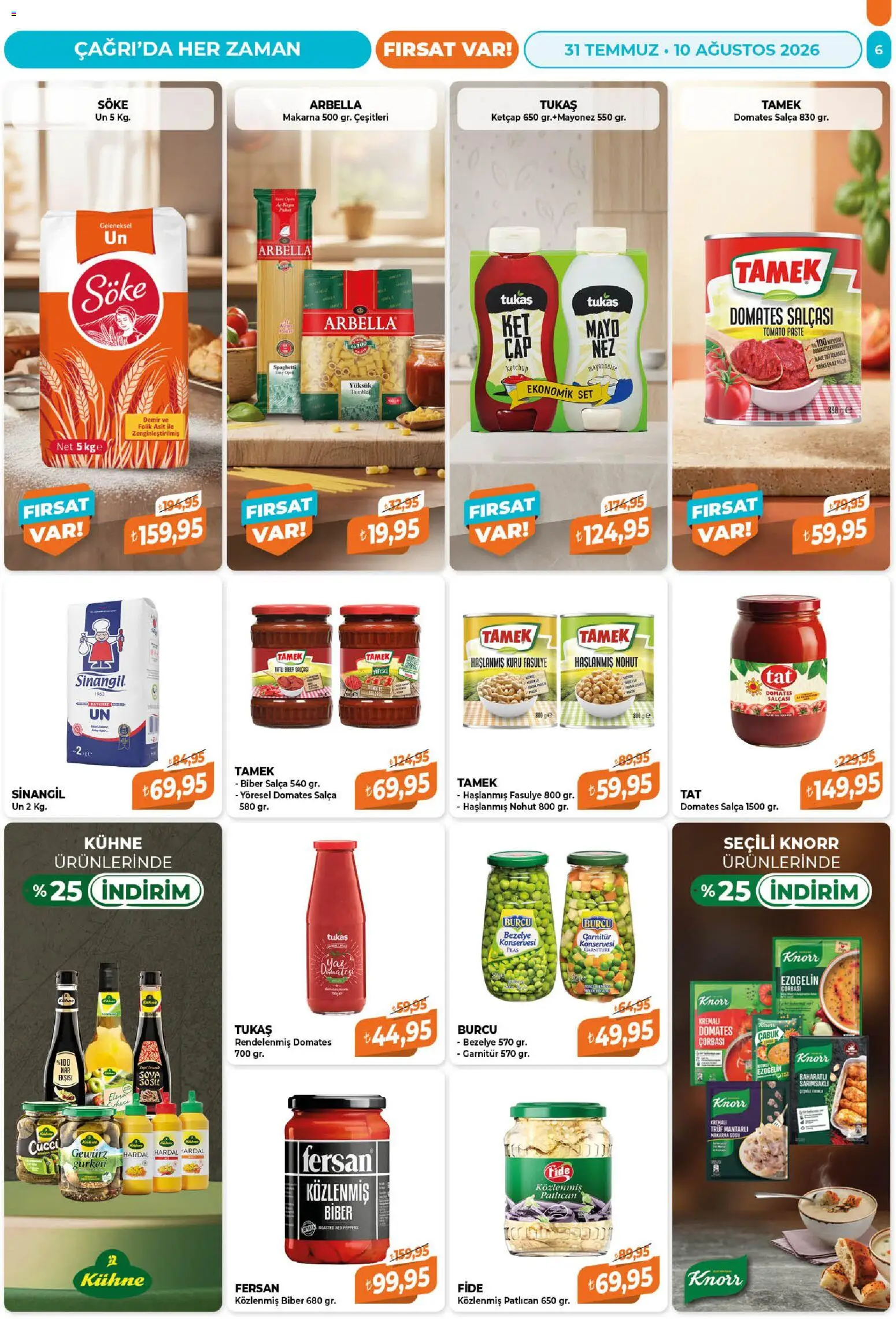 Çağrı Market Katalog - 31 Temmuz 2026 tarihinden itibaren geçerlidir | Sayfa: 6 | Ürünler: Hardal, Makarna sosu, Biber, Patlıcan