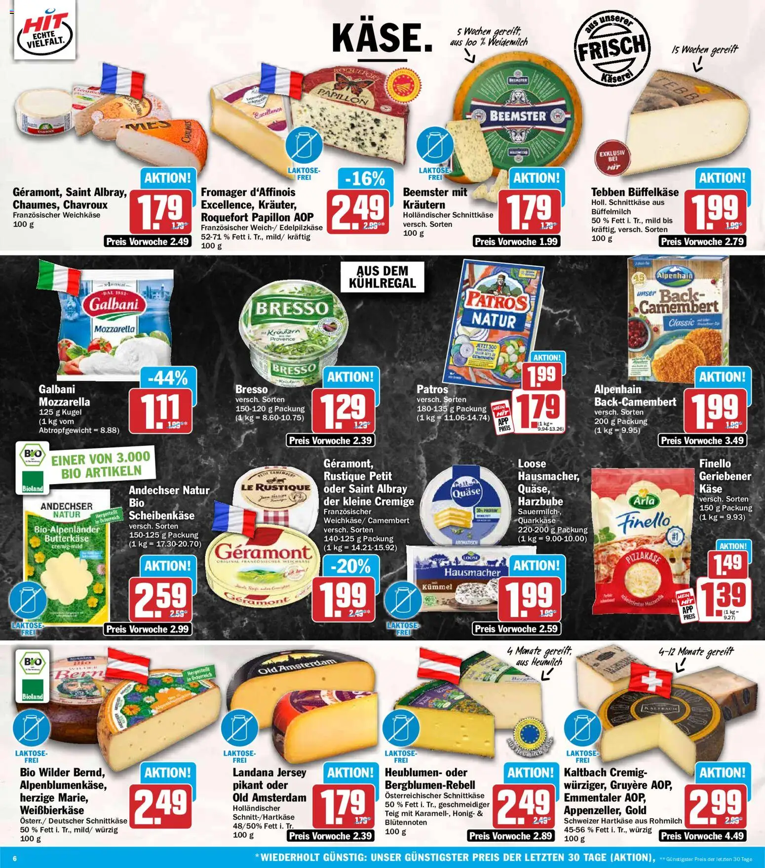 HIT Prospekt – gültig ab 20.07.2026 | Seite: 6 | Produkte: Käse, Mozzarella, Patros, Bresso