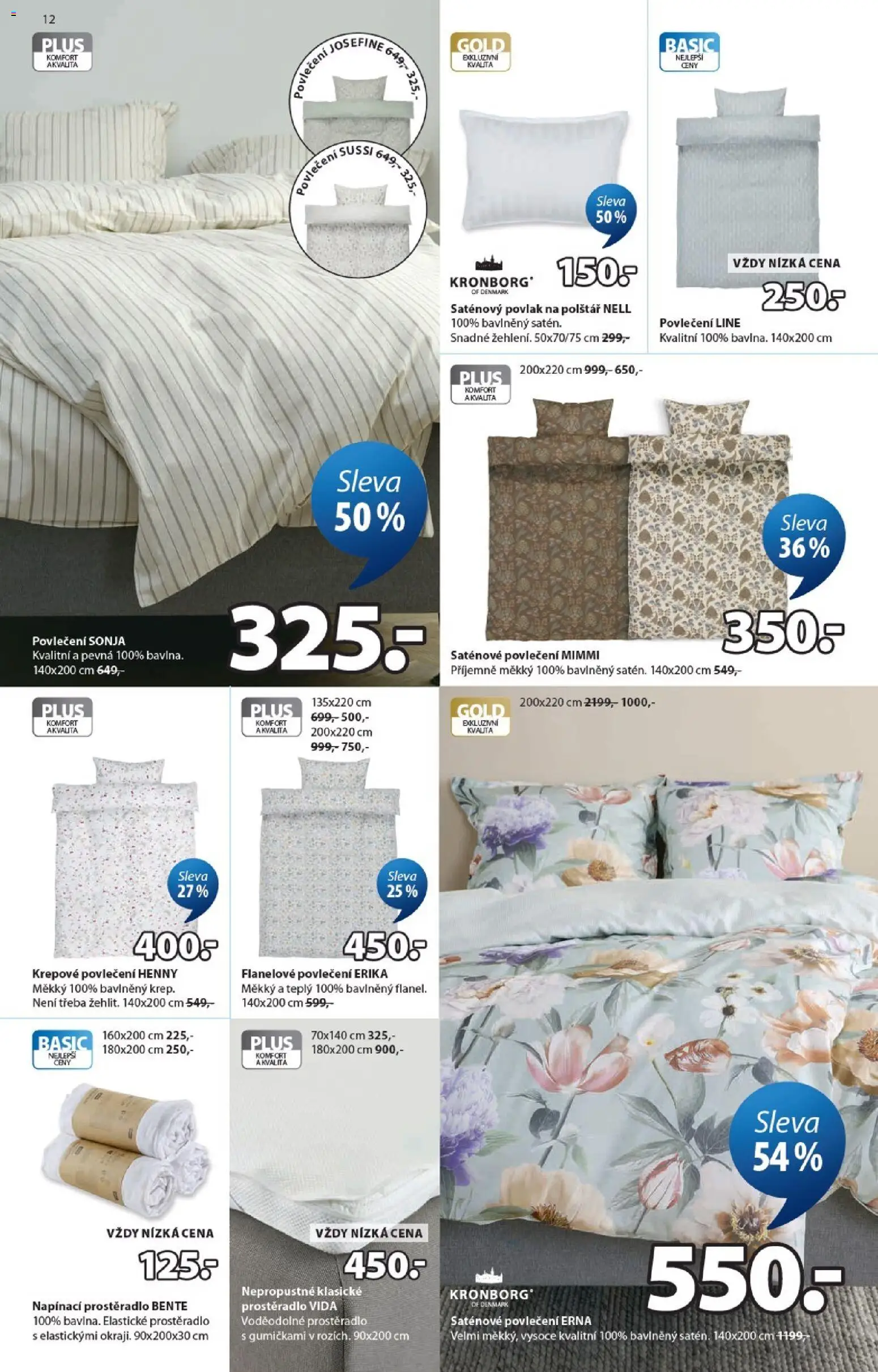 JYSK leták - Skvělá nabídka od 07.09.2026 | Strana: 12 | Produkty: Povlak na polštář, Povlečení, Krepové povlečení, Flanelové povlečení
