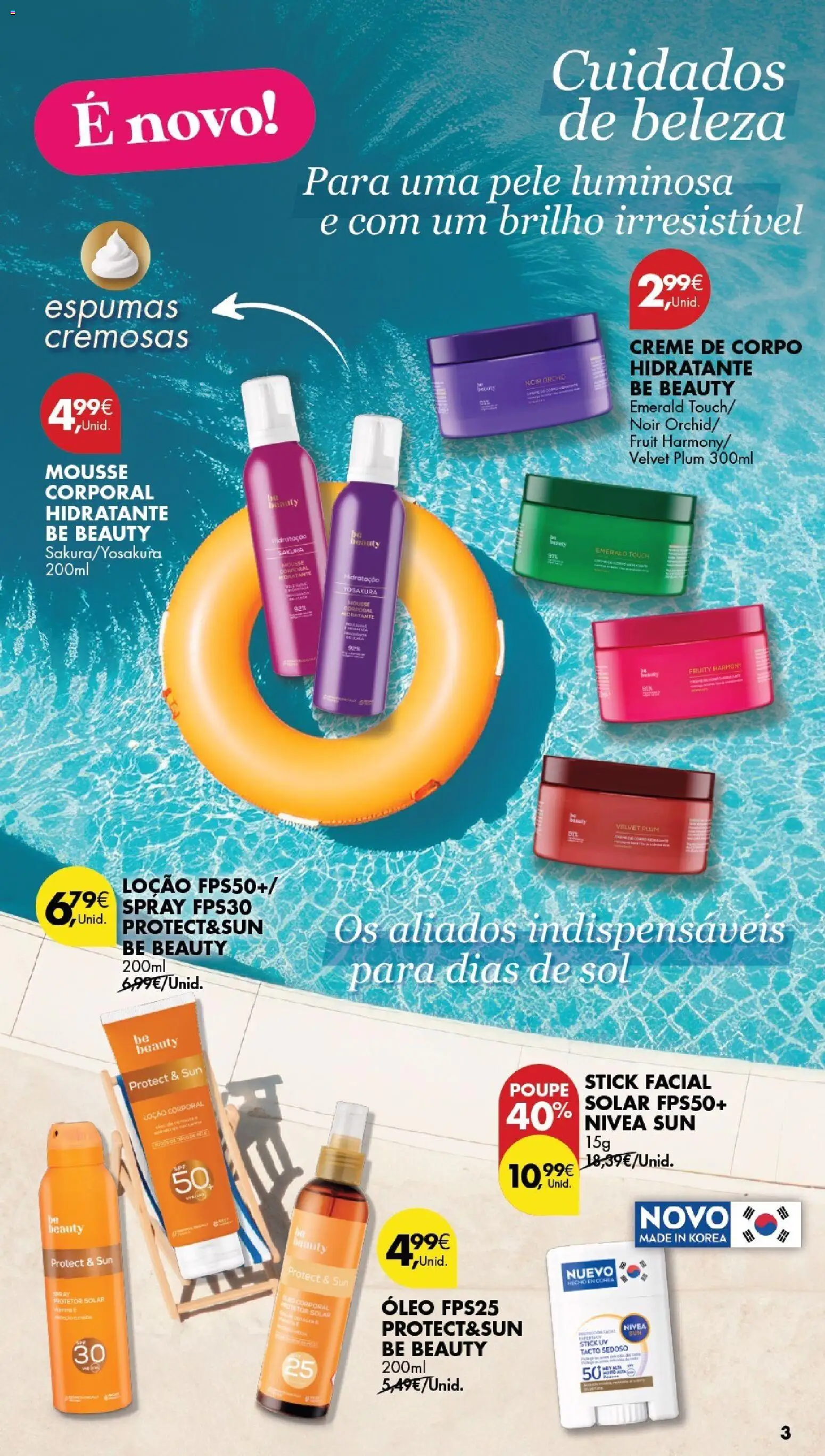Pingo Doce folheto Especial Beleza │ válido de 21/07/2026 | Página: 3 | Produtos: Creme de corpo, Protetor solar, Óleo, Creme