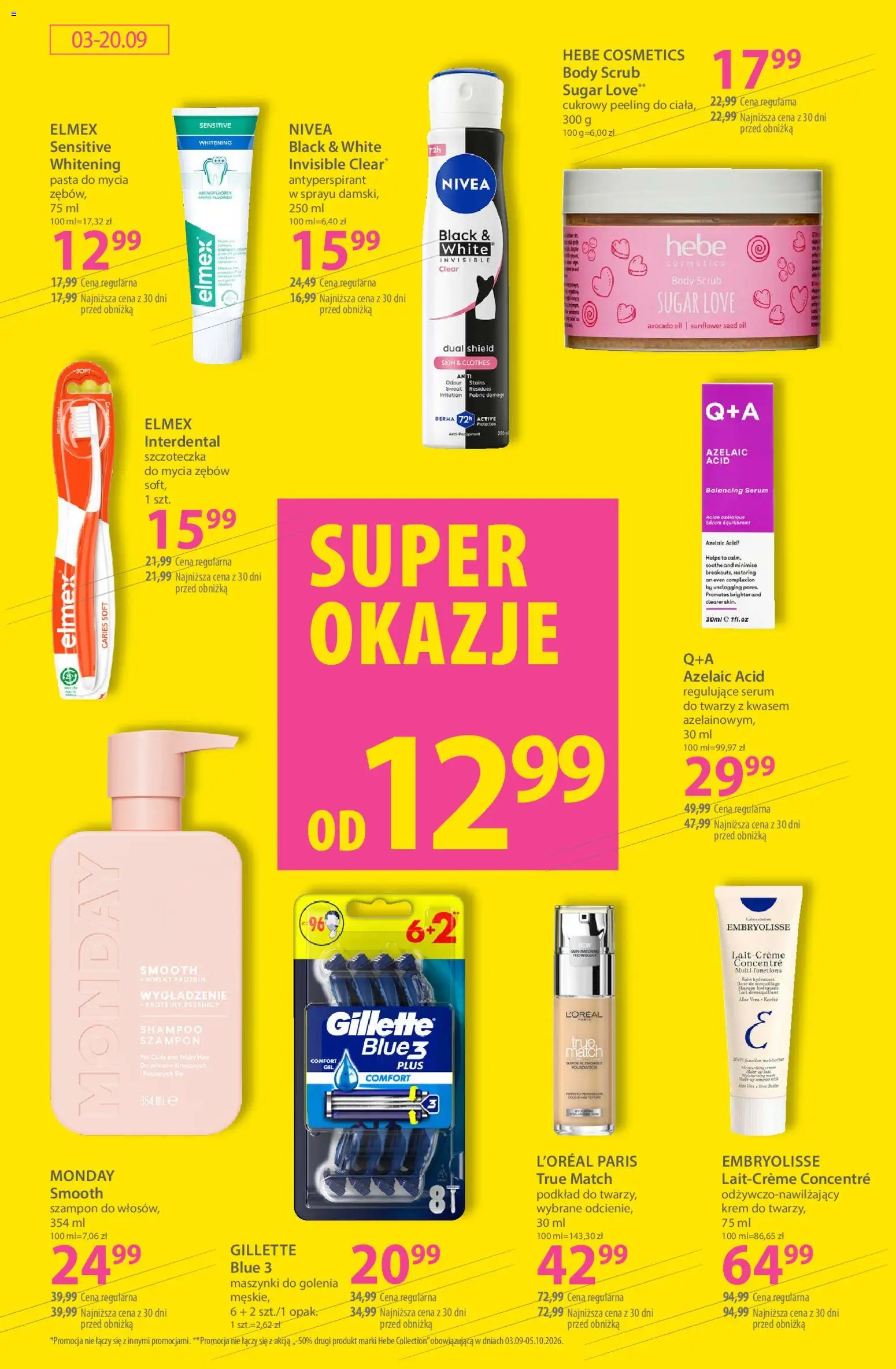 Hebe gazetka od 14.09.2026 | Strona: 15 | Produkty: Gillette, Pasta, Peeling, Serum do twarzy