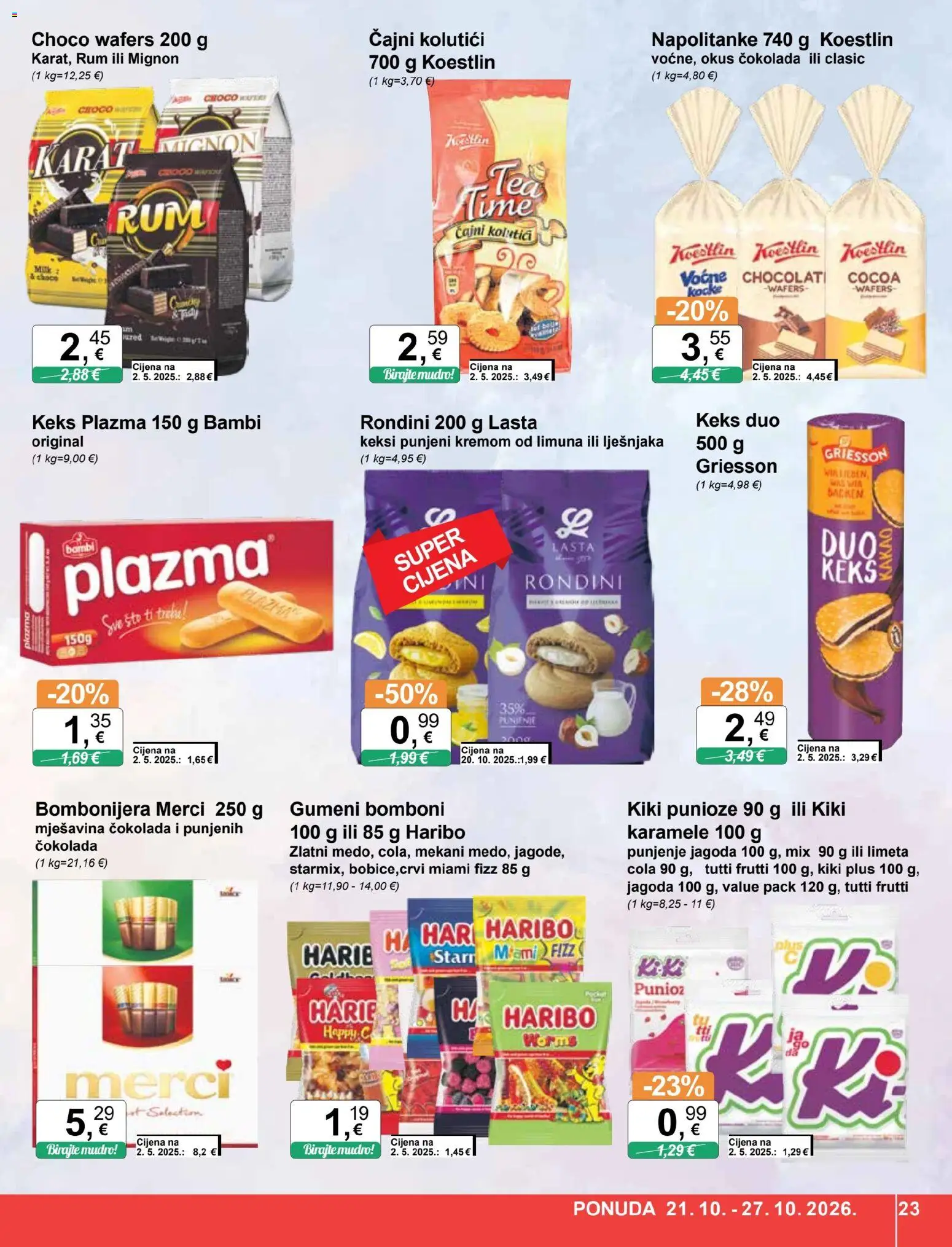 KTC katalog | vrijedi od 21.10.2026 | Stranica: 23 | Proizvodi: Čajni kolutići, Čokolada, Keks, Bombonijera