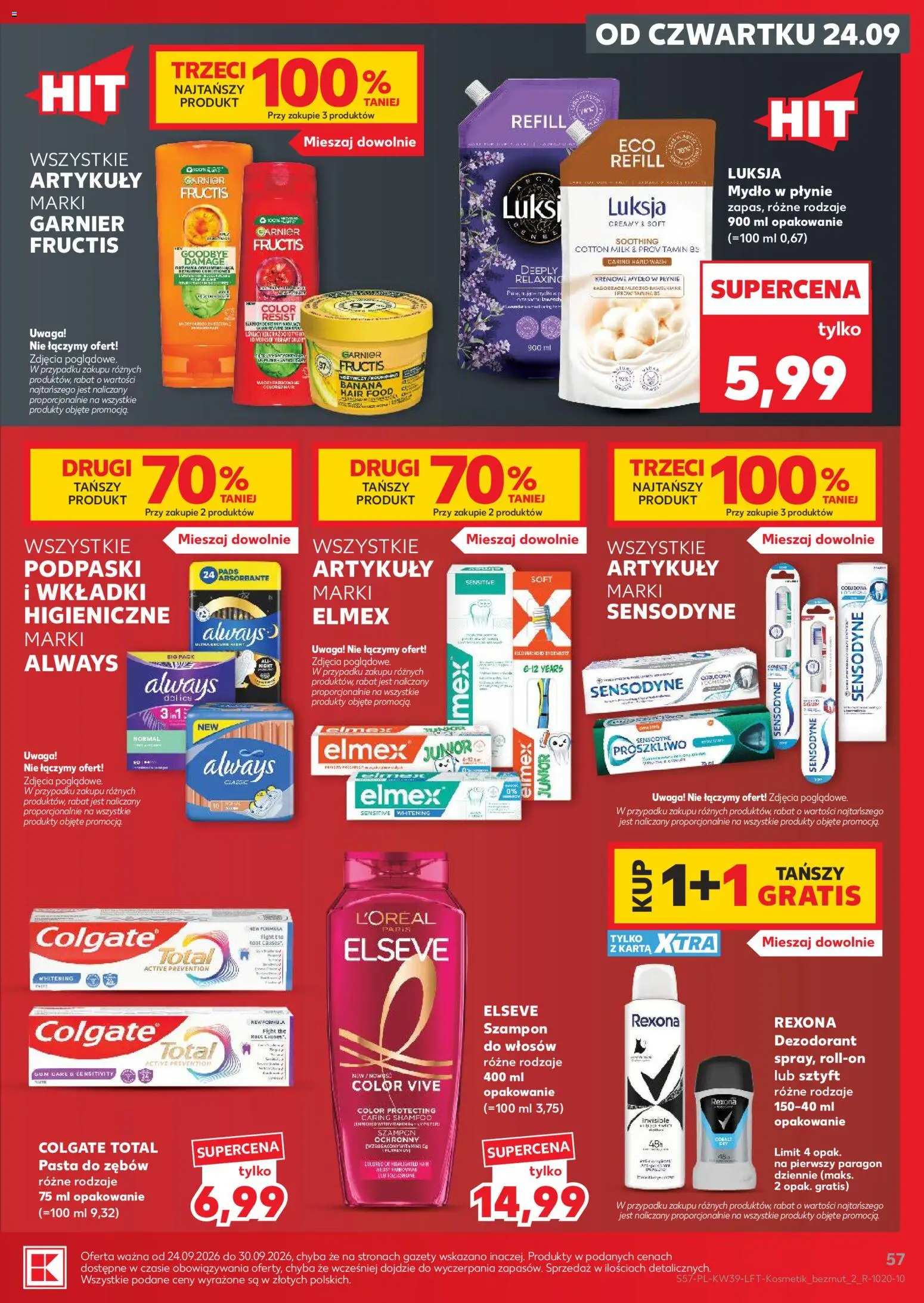 Kaufland Polsko leták od 24.09.2026 | Strana: 57 | Produkty: Mýdlo, Elmex Junior, Elmex, Rexona