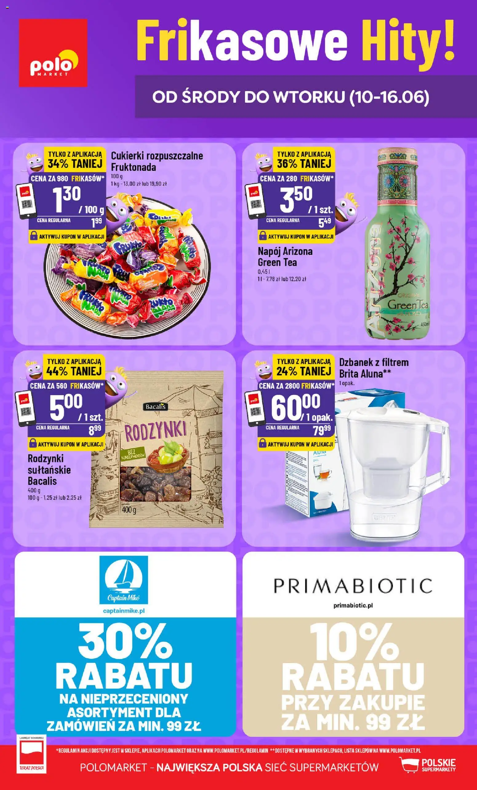 POLOmarket gazetka - Frikasowe Hity od 10.06.2026 | Strona: 1 | Produkty: Dzbanek, Cukierki, Rodzynki