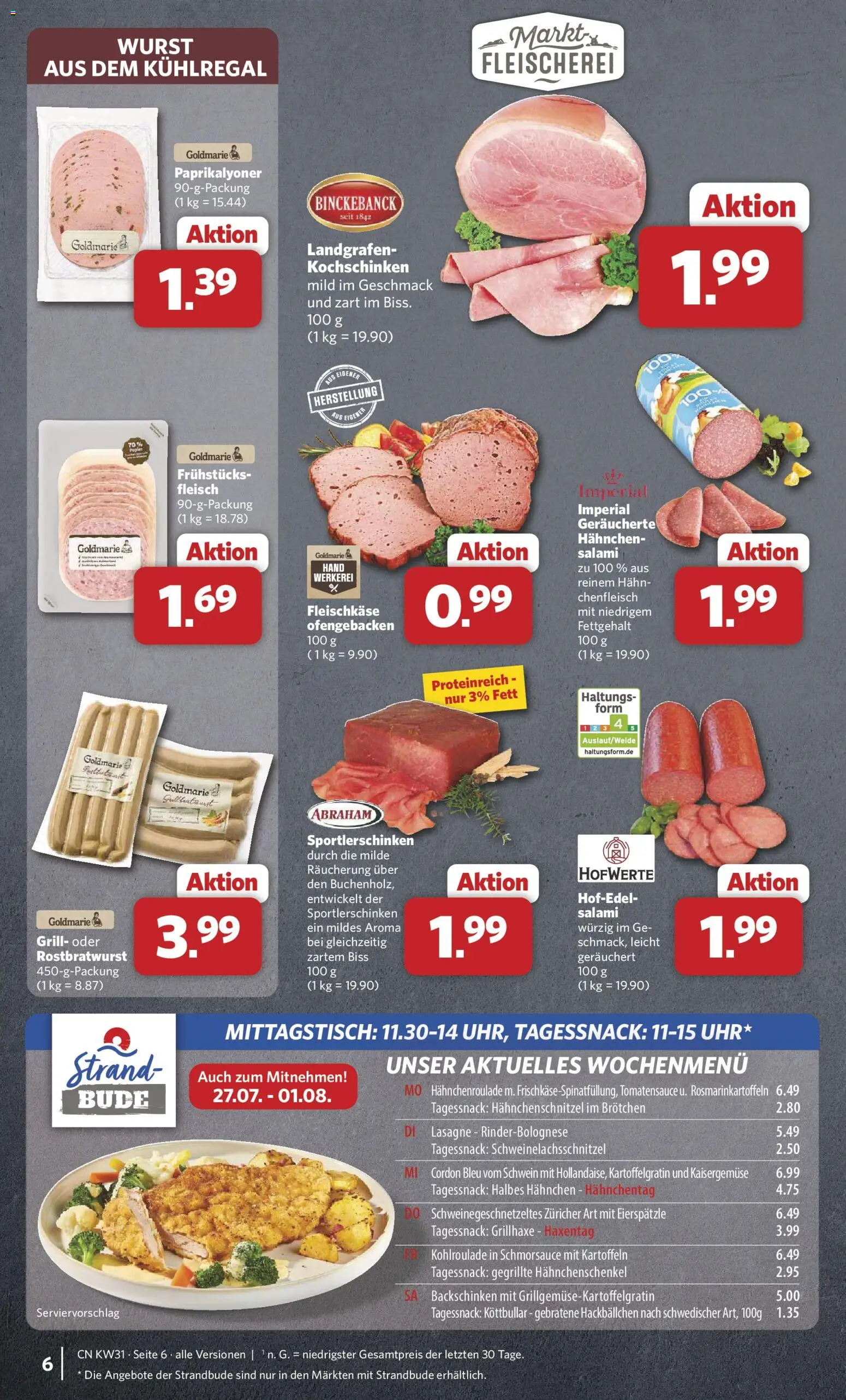 Combi Prospekt – gültig ab 27.07.2026 | Seite: 6 | Produkte: Hahnchen, Hahnchenschenkel, Kartoffeln, Salami