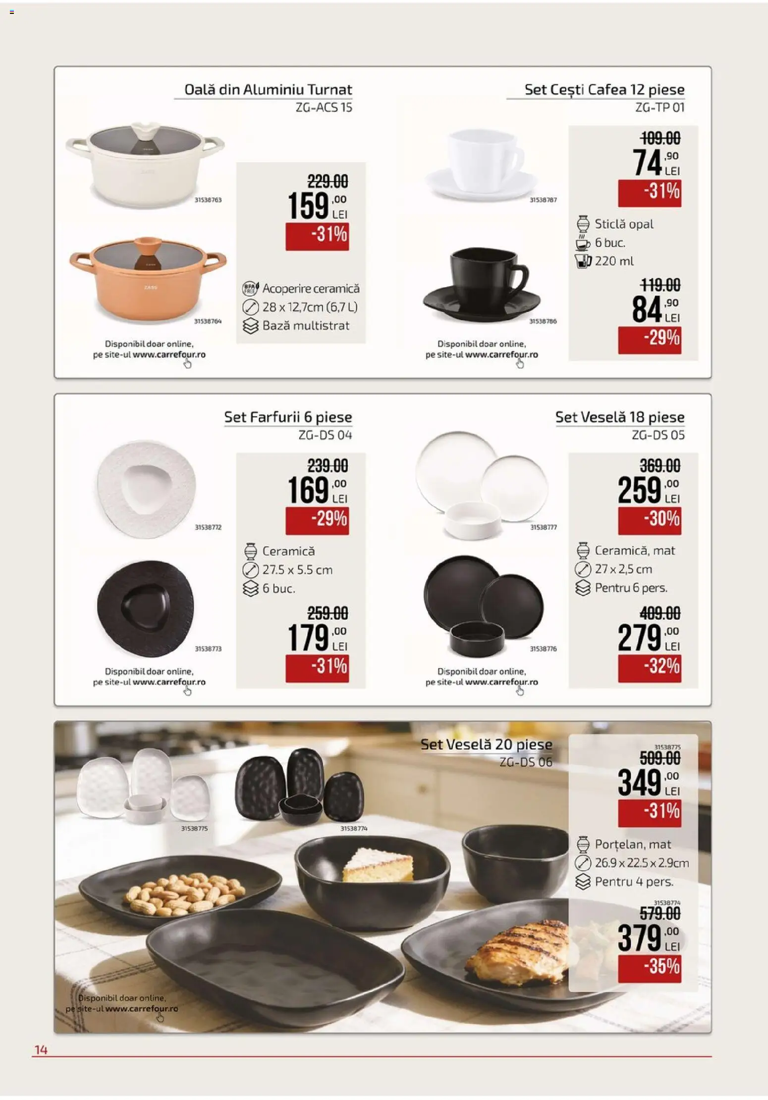 Noul catalog Carrefour – valabil de la 09.09.2026 | Pagină: 14 | Produse: Oală, Cafea, Set veselă