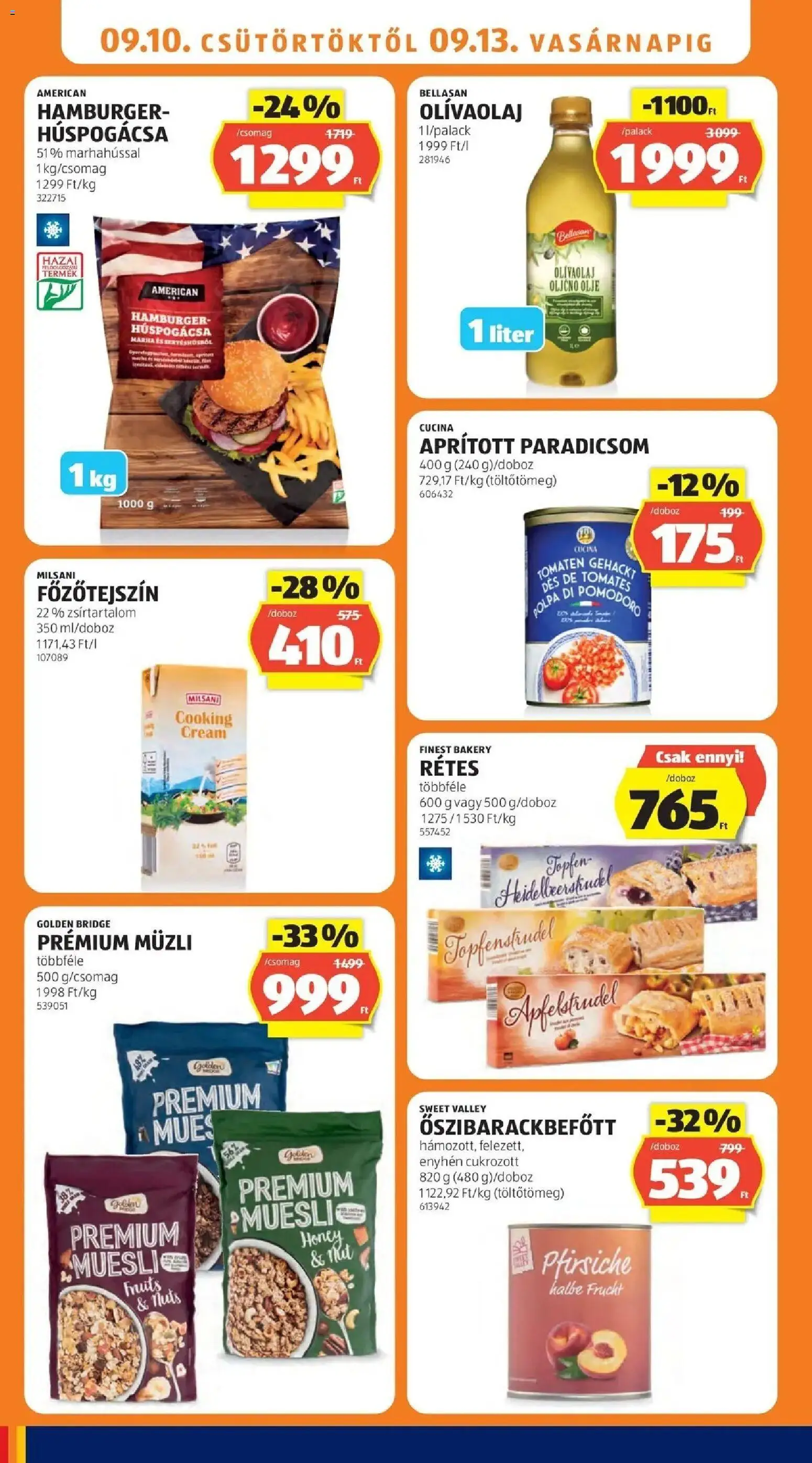 Aldi akciós ujság - amely érvényes a következő dátumtól: 2026.09.05. | Oldal: 10 | Termékek: Milsani, Müzli, Paradicsom, Olívaolaj