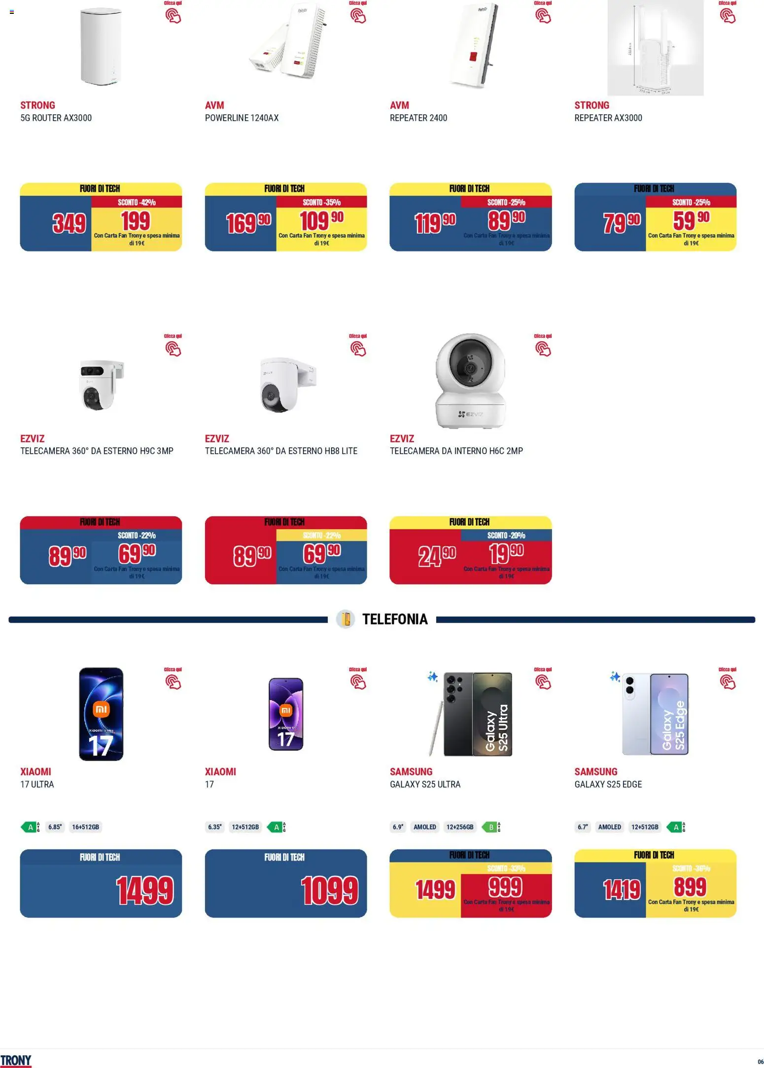 Volantino Trony del 28.04.2026 | Pagina: 6 | Prodotti: Router, Xiaomi, Fan, Samsung