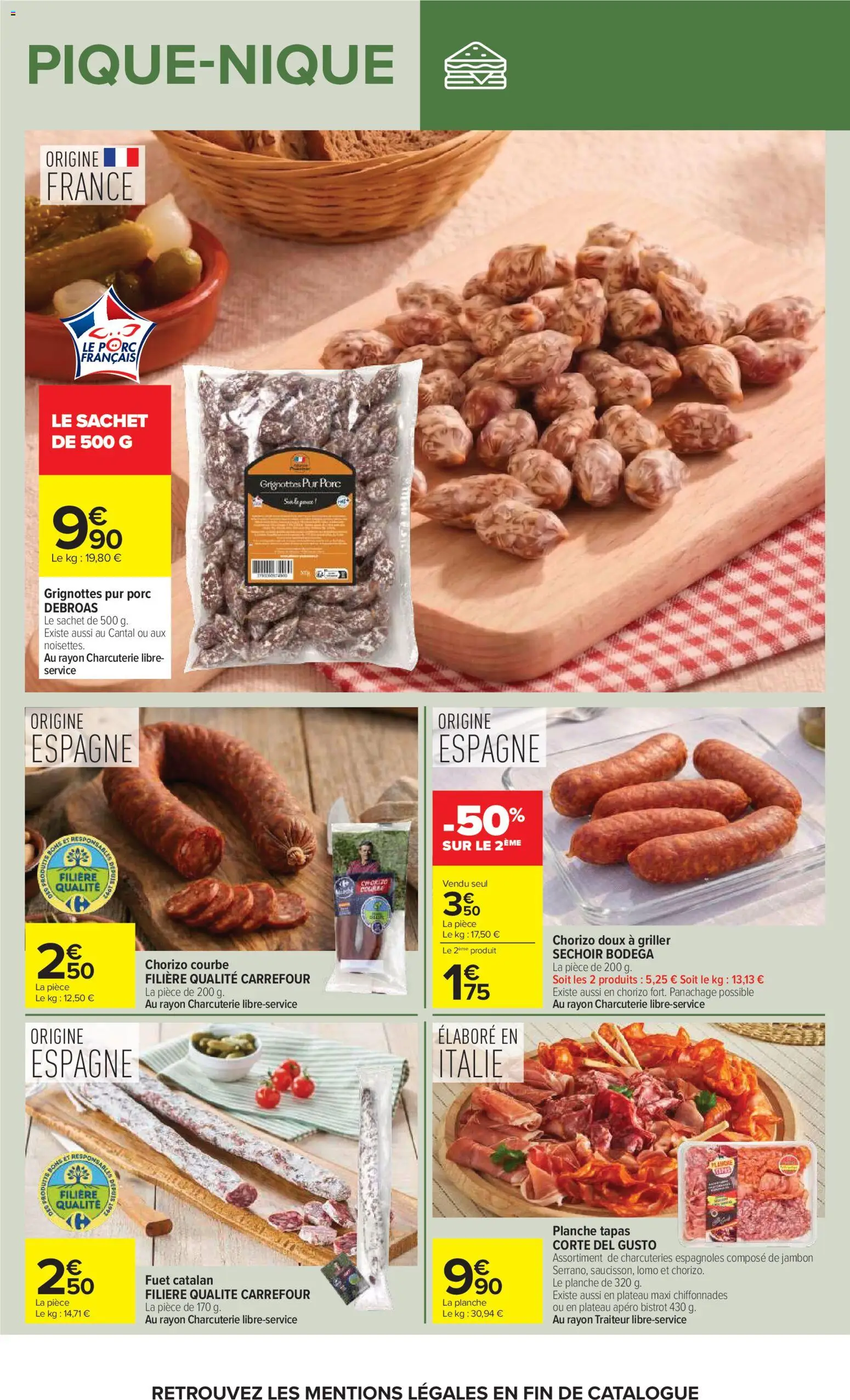 {H1} | Page: 18 | Produits: Chorizo, Plateau, Jambon, Porc
