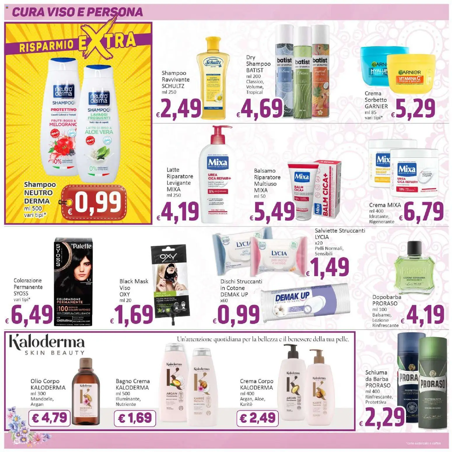 Volantino Paghi Poco del 07.05.2026 | Pagina: 16 | Prodotti: Crema, Salviette struccanti, Lozione dopobarba, Bagno