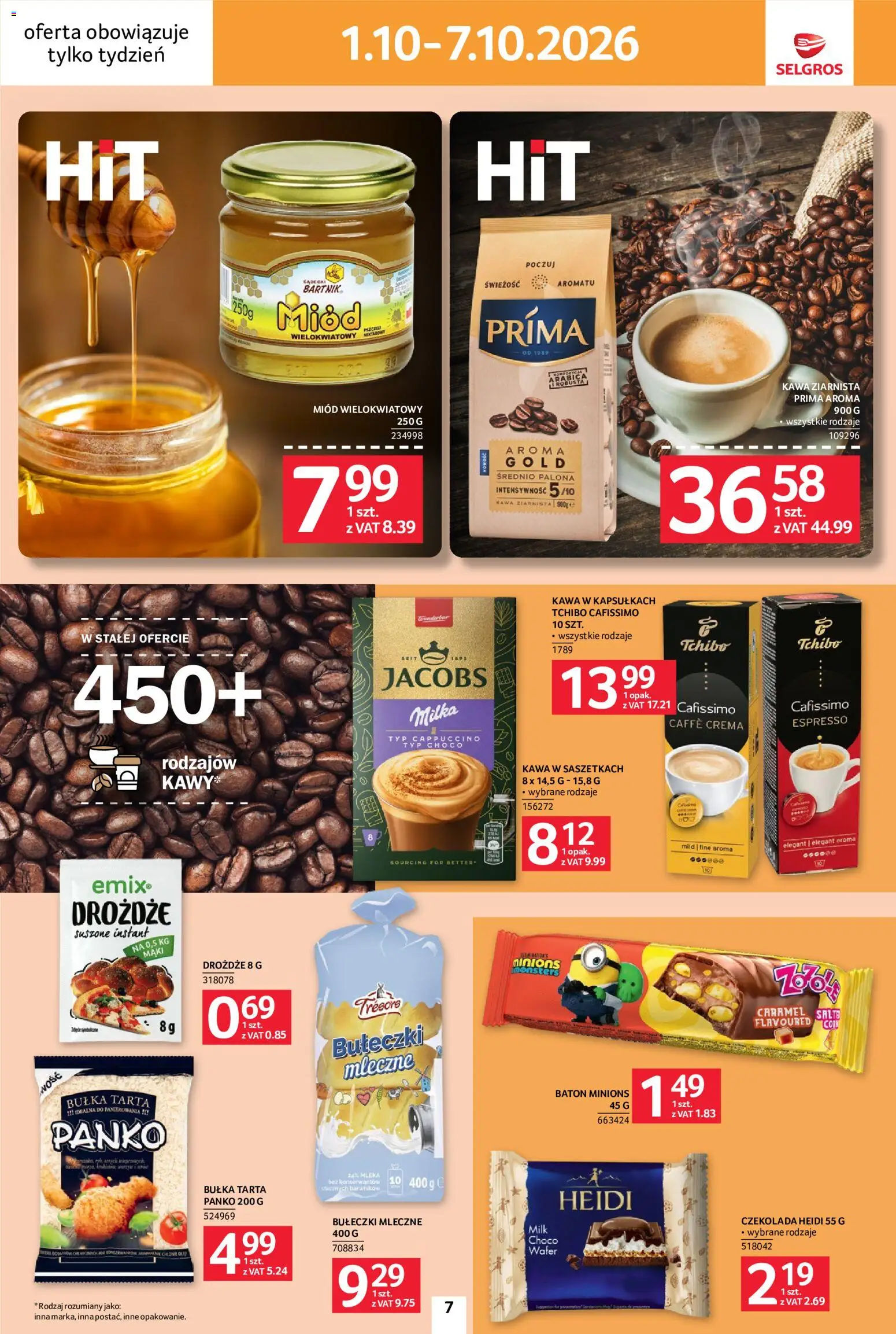 Selgros cash&carry gazetka - Jeszcze więcej super promocji od 01.10.2026 | Strona: 7 | Produkty: Kawa w kapsułkach, Bułka tarta, Kawa, Czekolada