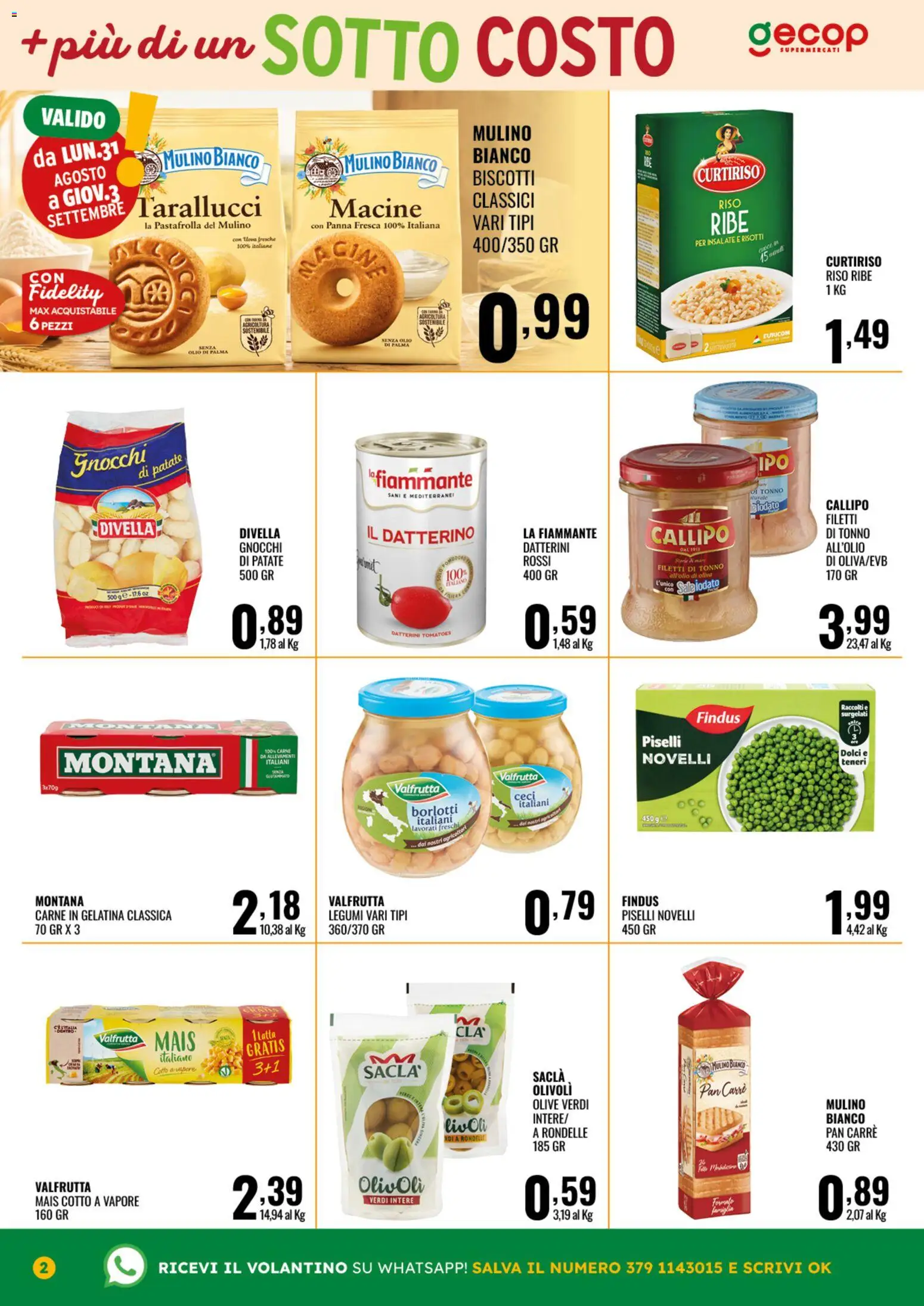 Volantino GECOP del 24/08/2026 | Pagina: 2 | Prodotti: Panna, Patate, Carne, Dolci